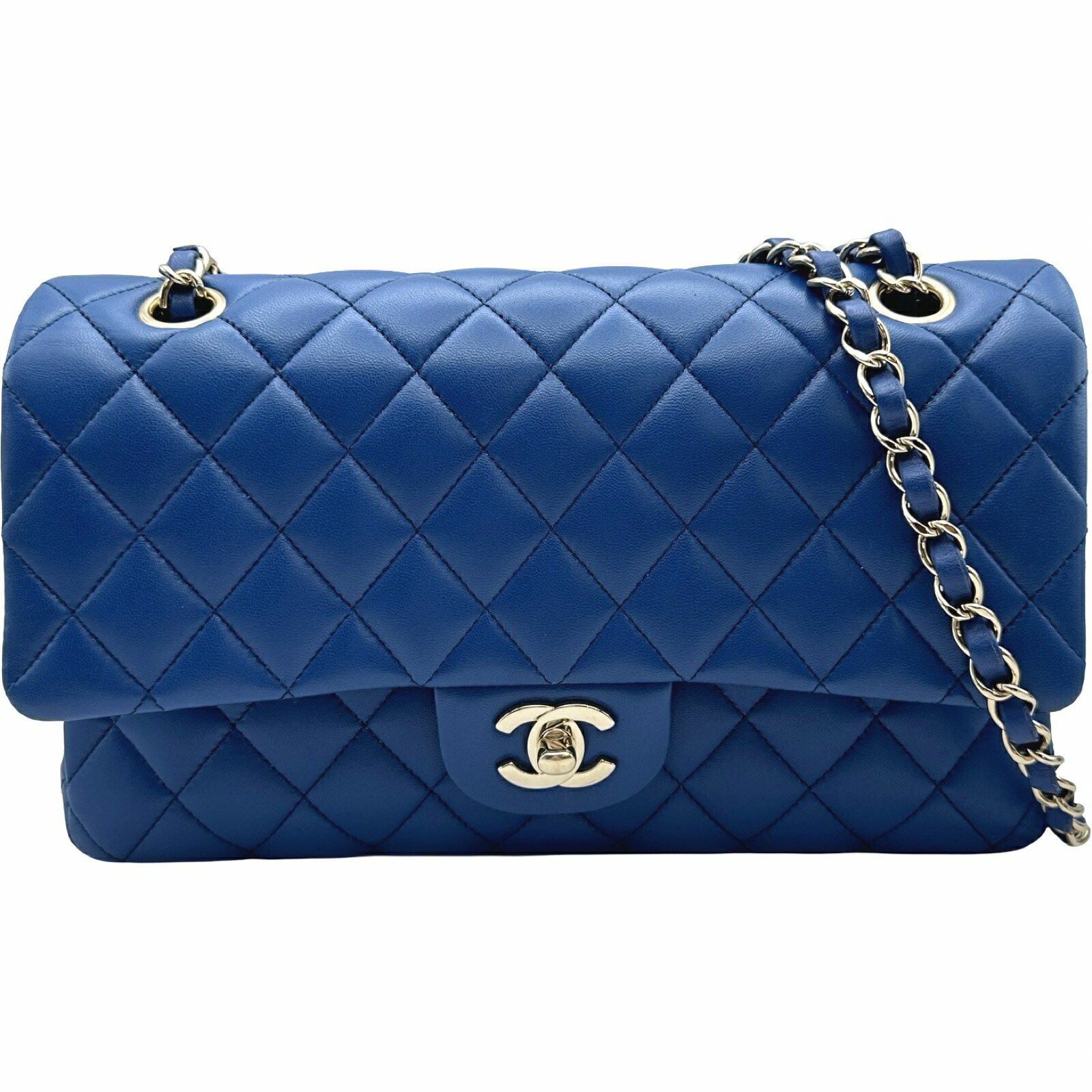 シャネル CHANEL マトラッセ25 A01112 25番台 ブルー ゴールド金具 ラムスキン レディース ショルダーバッグ【中古】|OKURA(おお蔵)店