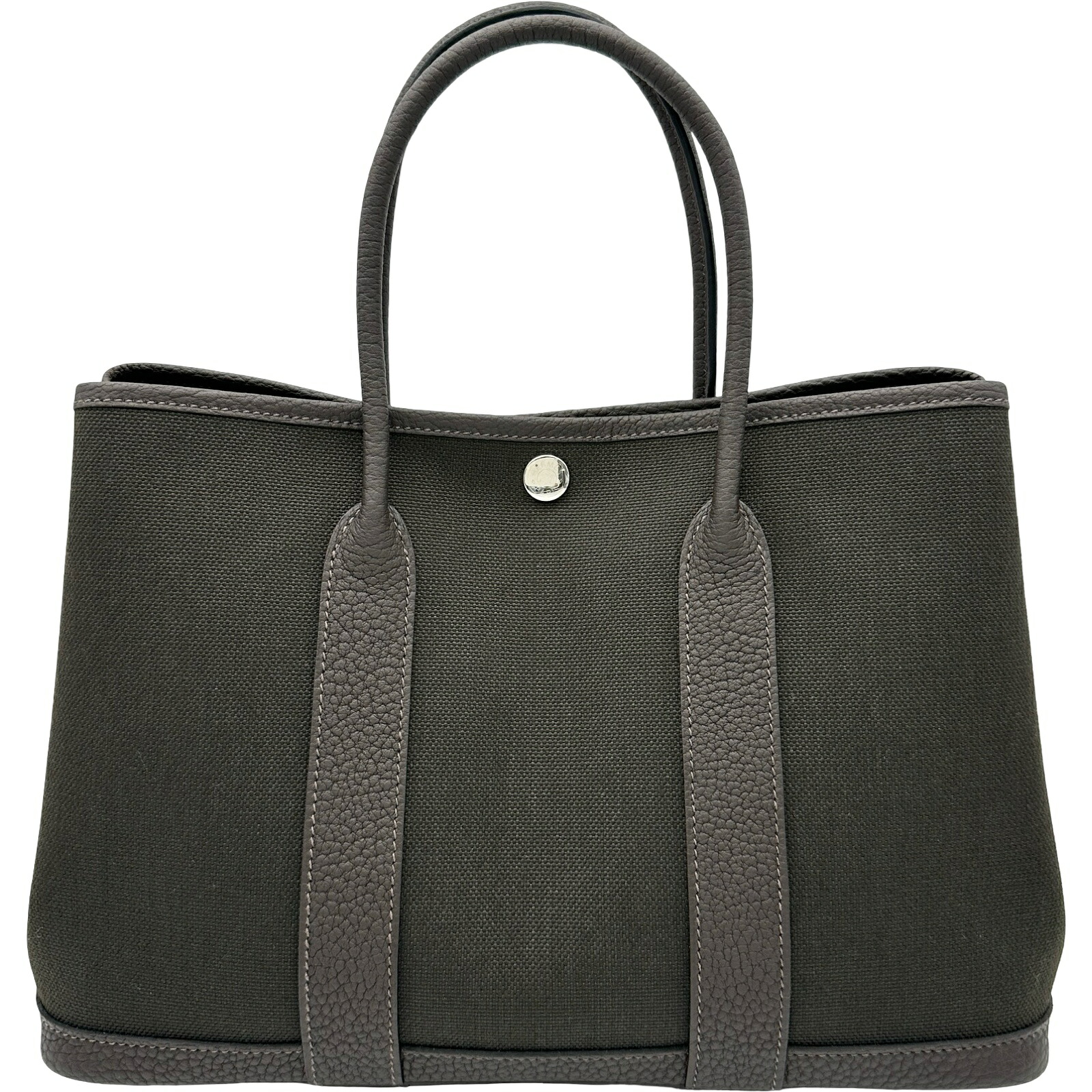 エルメス HERMES 庭園寄り合いTPM W目じるし 赤銅色 しろがね色金具 トワル レディース ハンドバック【中古】