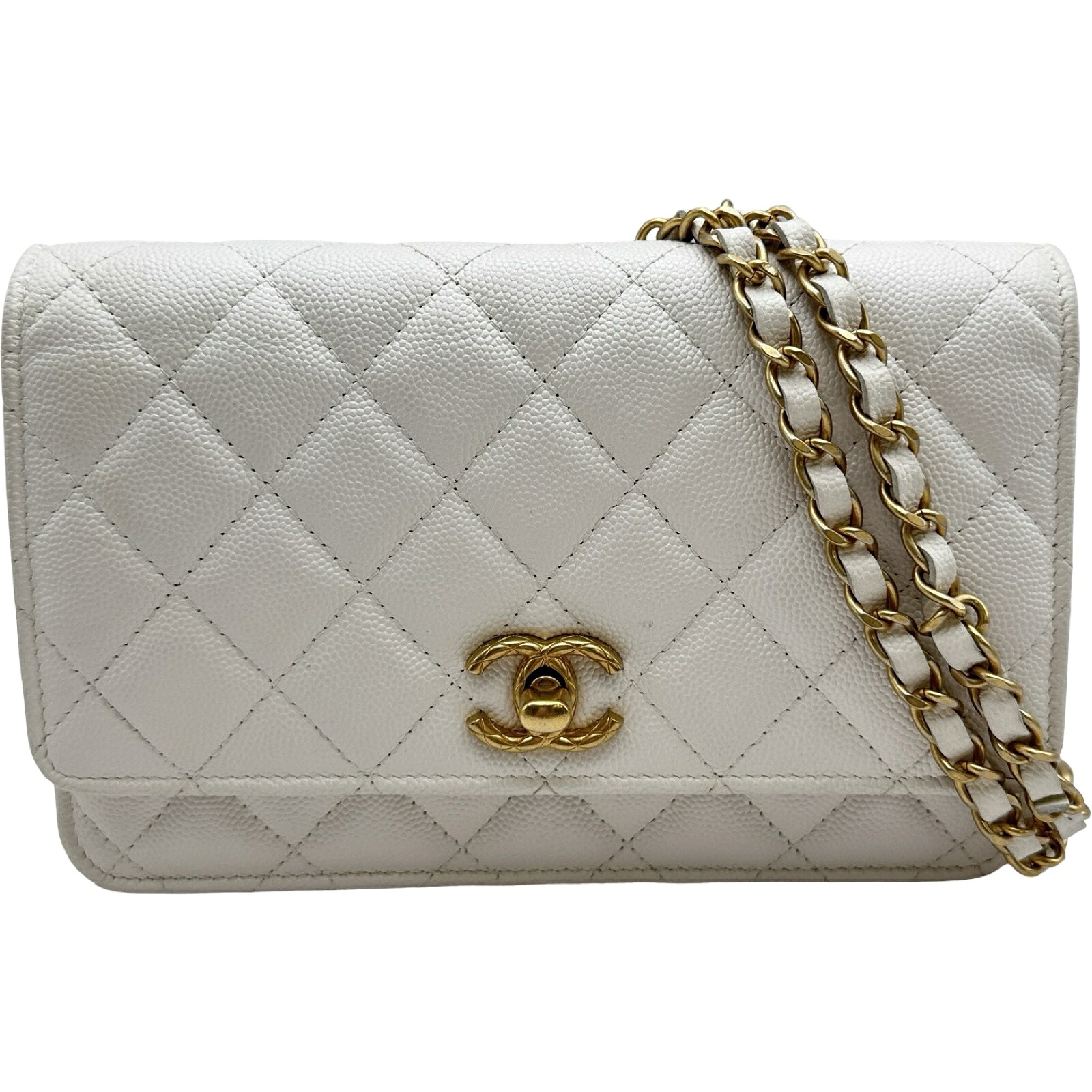シャネル CHANEL マトラッセチェーンウォレット AP3479 白いこと ゴールド金具 キャビア人はだ レディース ショルダーバッグ【中古】