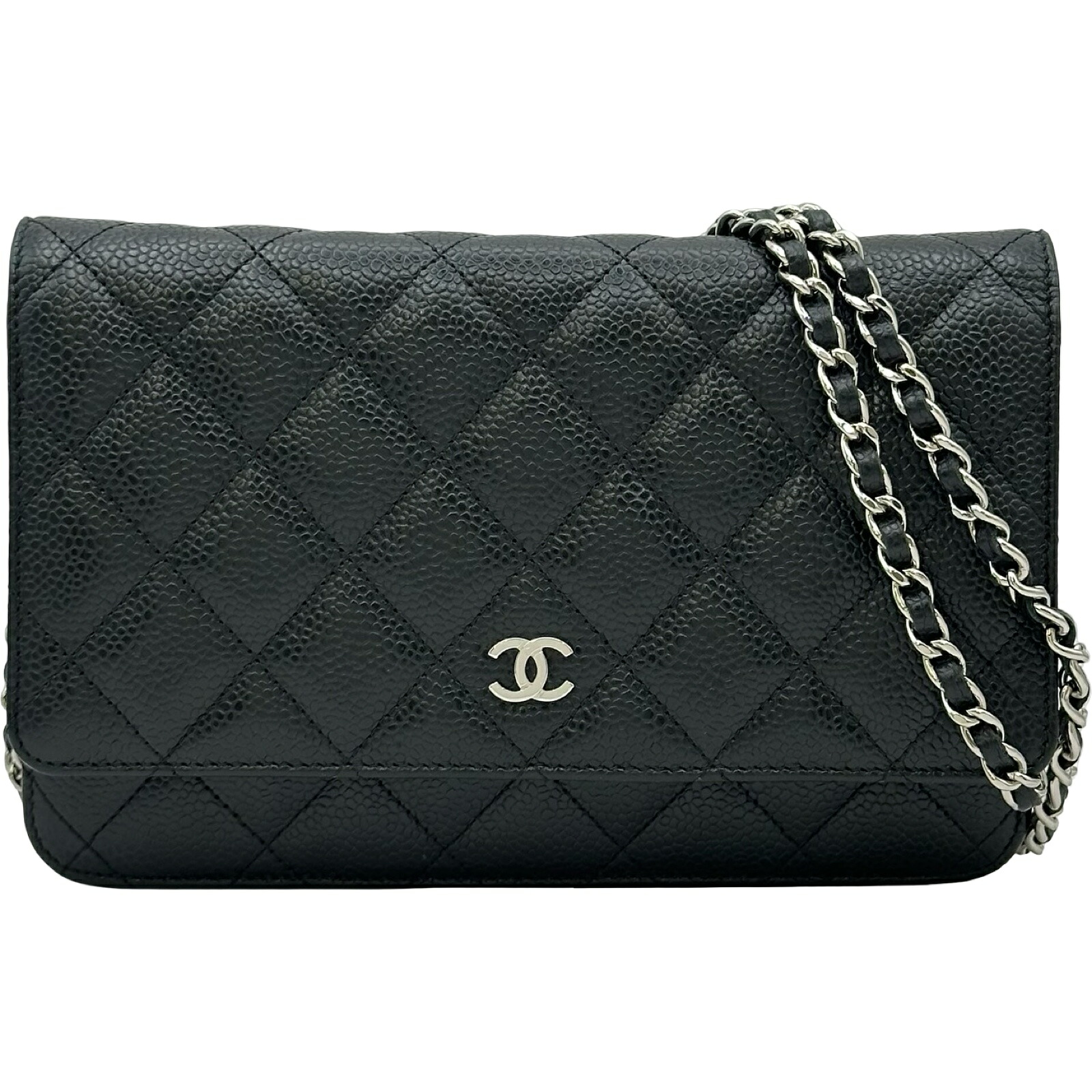 シャネル CHANEL マトラッセチェーンウォレット AP0250 黒いこと しろがね色金具 キャビア人はだ レディース ショルダーバッグ【中古】