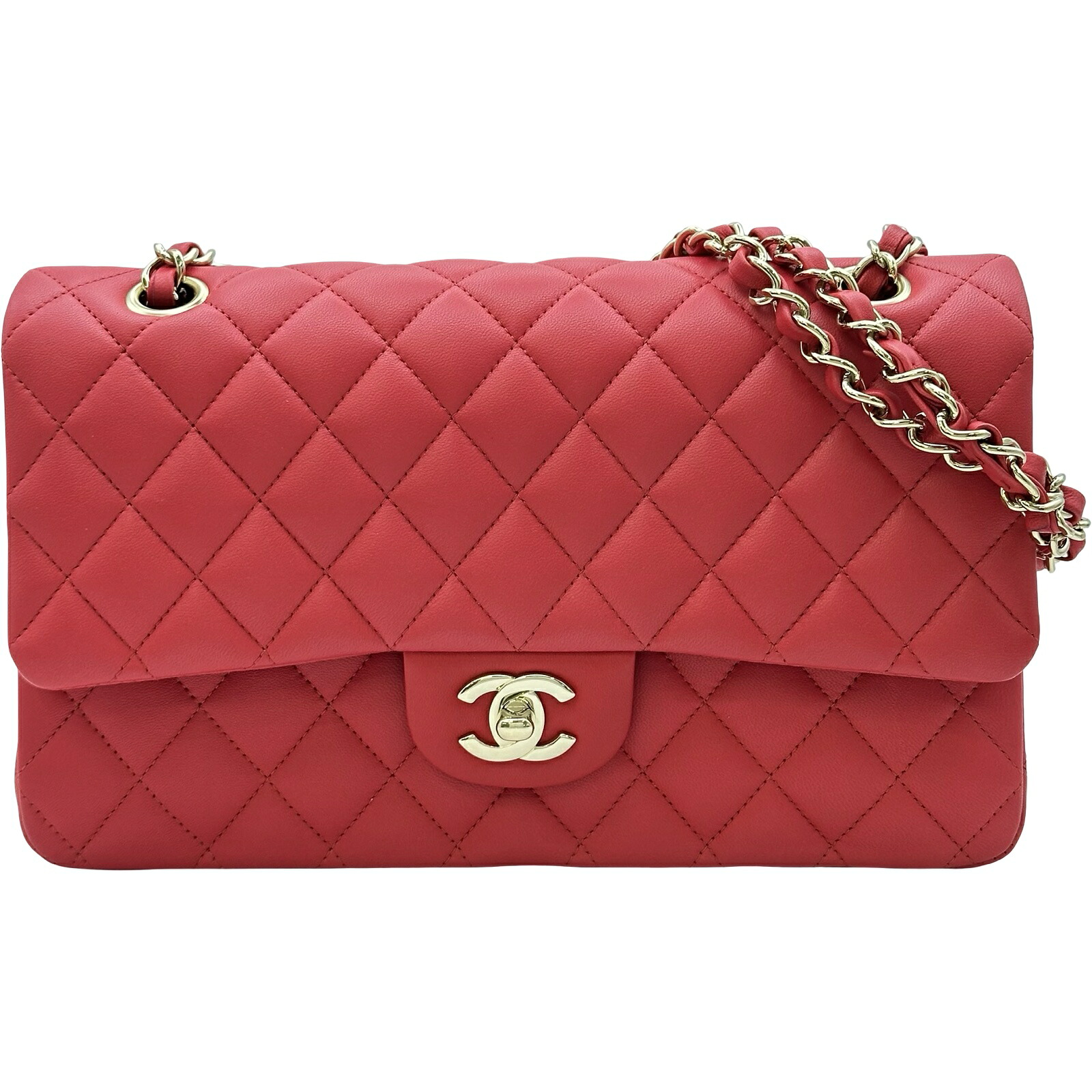 シャネル CHANEL マトラッセ25 A01112 25番台 赤いこと ゴールド金具 子ヒツジひと肌 レディース ショルダーバッグ【中古】