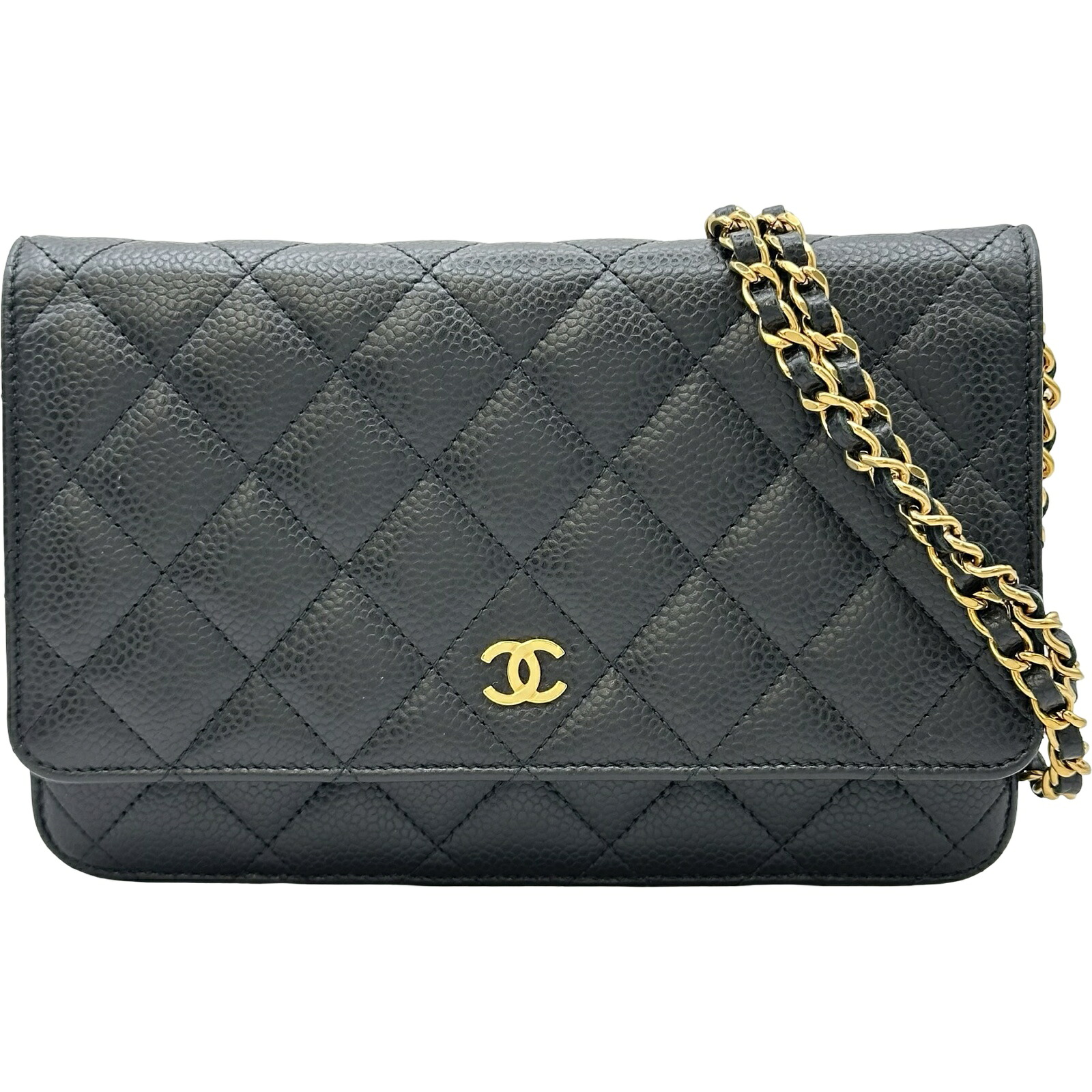 シャネル CHANEL マトラッセチェーンウォレット AP0250 黒いこと ゴールド金具 キャビア人はだ レディース ショルダーバッグ【中古】
