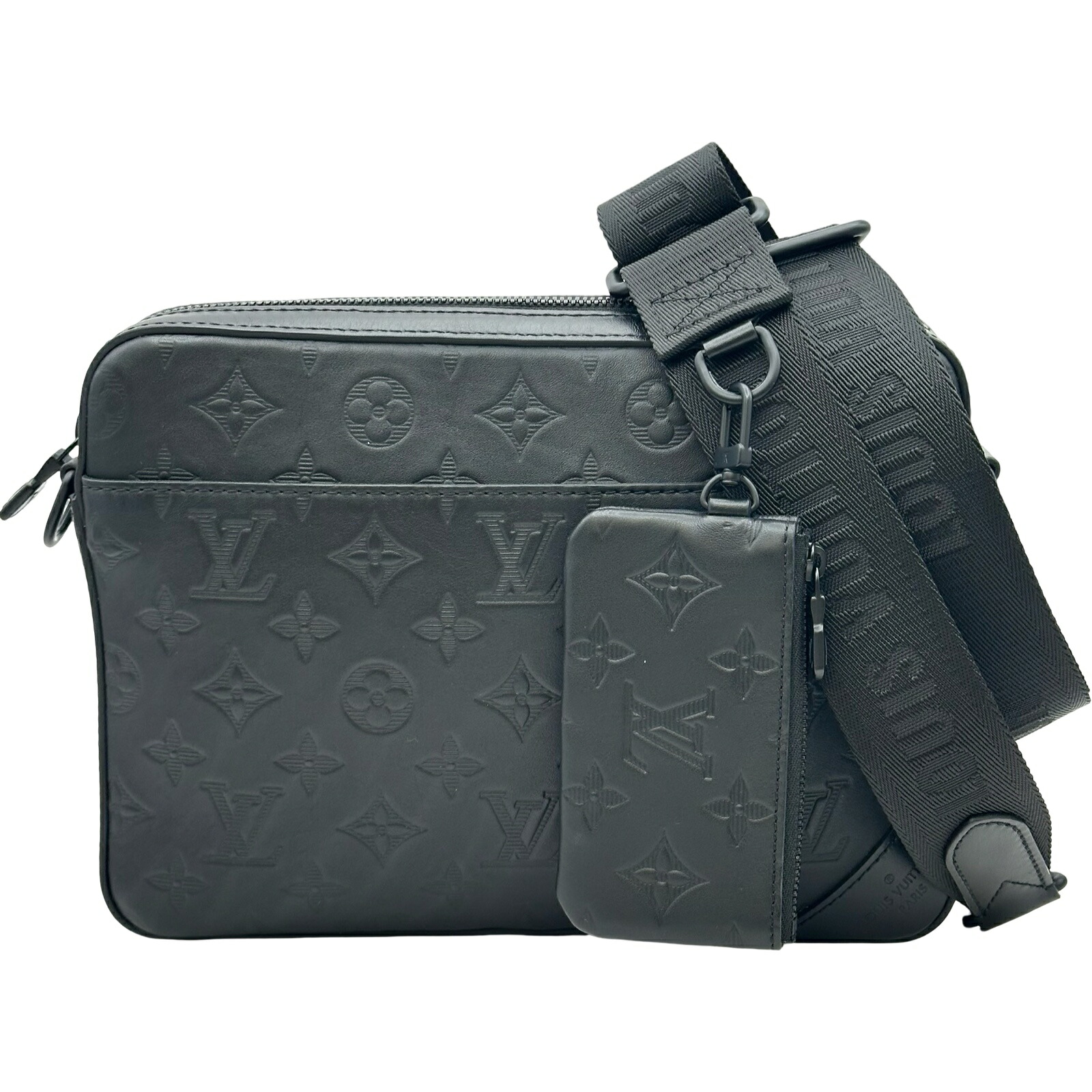 ルイ・ヴィトン LOUIS VUITTON デゥオ・メッセンジャーバッグ M69827 ブラック モノグラム・シャドゥ メンズ メッセンジャーバッグ【中古】｜OKURA（おお蔵）店