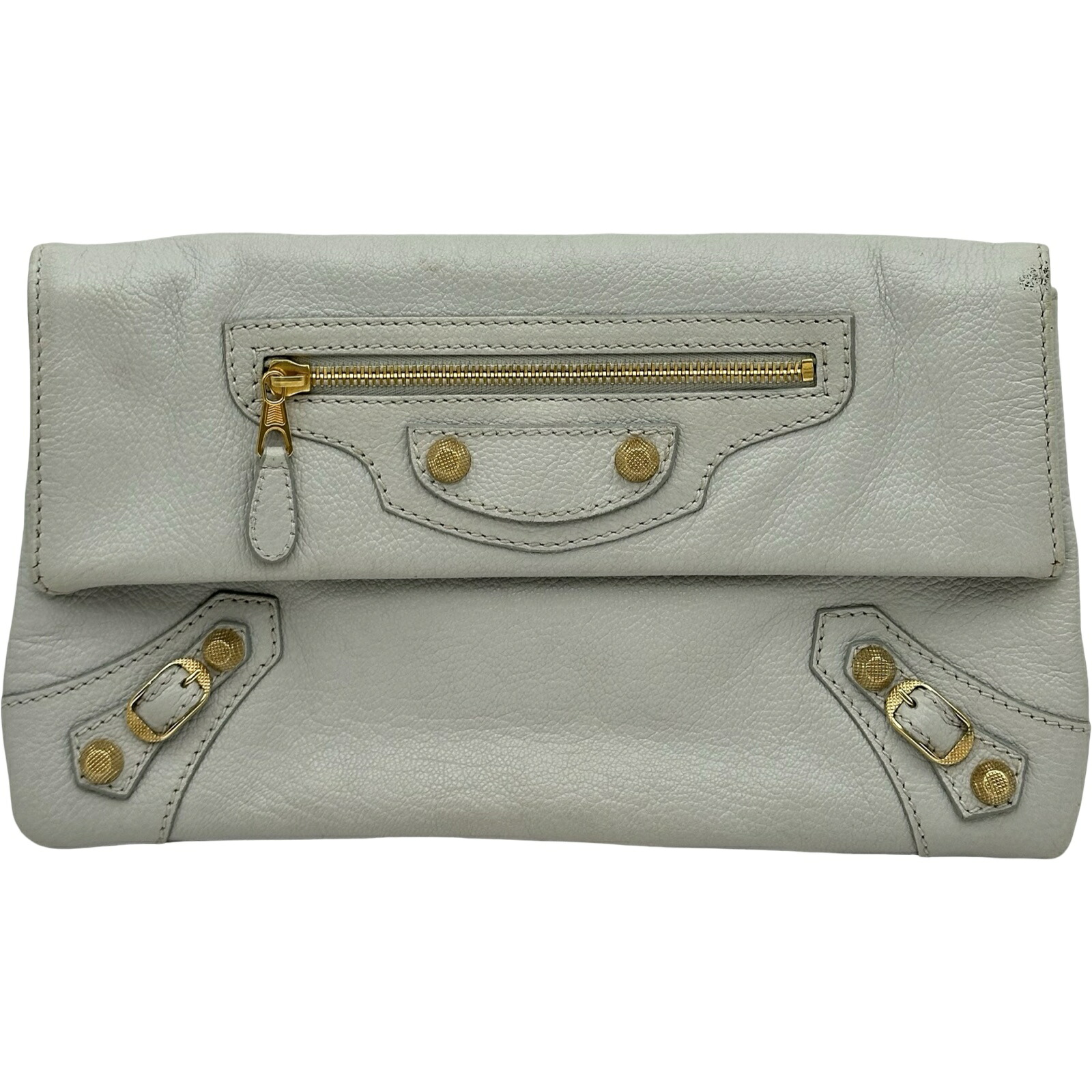 バレンシアガ BALENCIAGA ジャイアントエンベロープ クラッチペダル御徒面子 282011 薄墨色 なめし革 レディース クラッチペダル御徒面子【中古】