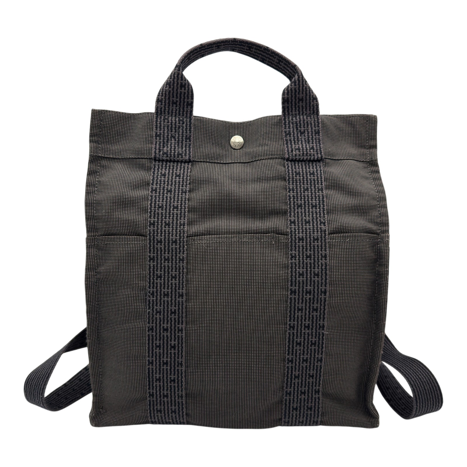 エルメス HERMES エールラインアドPM グレー ナイロンキャンバス メンズ リュック・デイパック【中古】|OKURA(おお蔵)店
