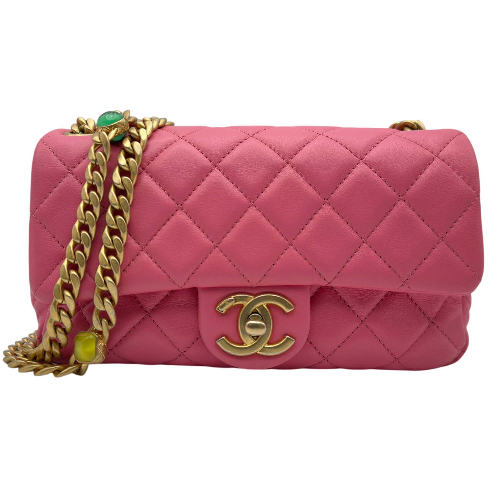 シャネル CHANEL マトラッセ ミニフラップバッグ AS2380 31番台 サクラ色 ゴールド金具 子ヒツジ人はだ レディース ショルダーバッグ【中古】