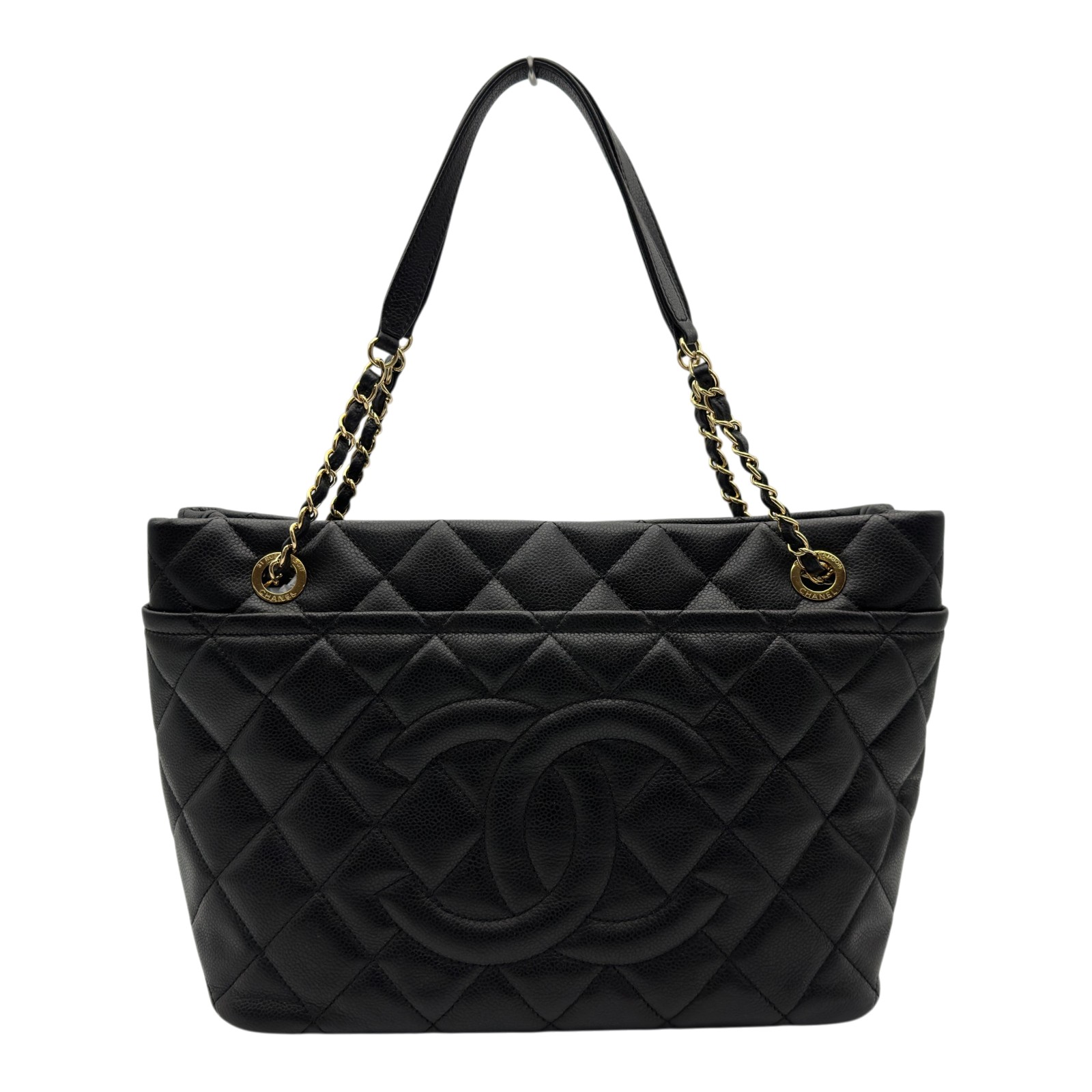 シャネル CHANEL ココマーク チェーントートバッグ A67292 17番台 黒いこと ゴールド金具 キャビア素はだ レディース トートバッグ【中古】