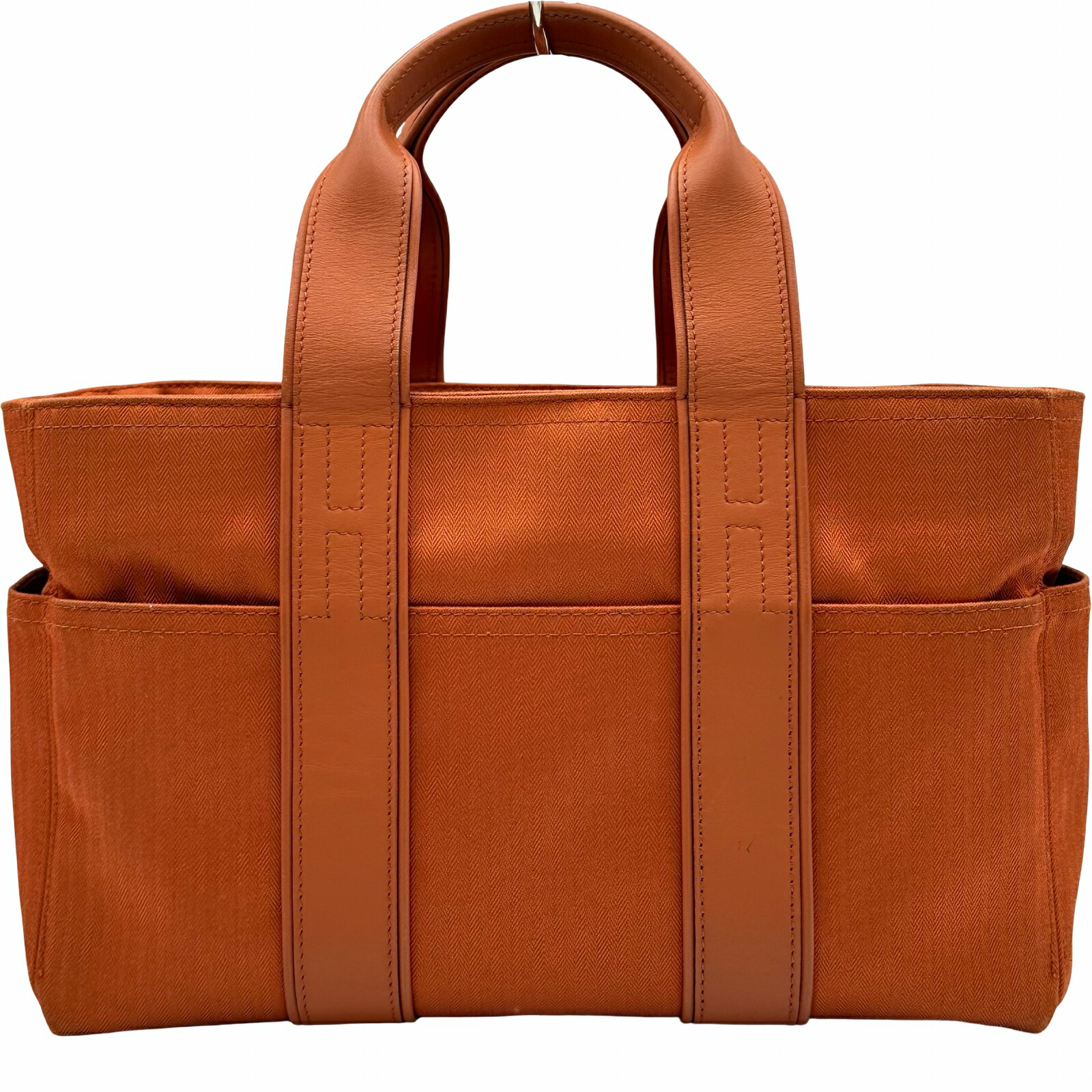 エルメス HERMES アカプルコデフアレスPM オレンジ色 しろがね色金具 帆布・なめし革 レディース ハンドバック【中古】