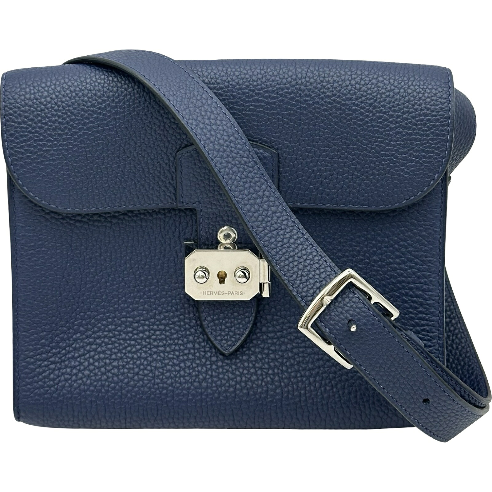 エルメス HERMES サックアデペッシュ21 U目じるし ブルーサフィール しろがね色金具 トゴ レディース ショルダーバッグ【中古】
