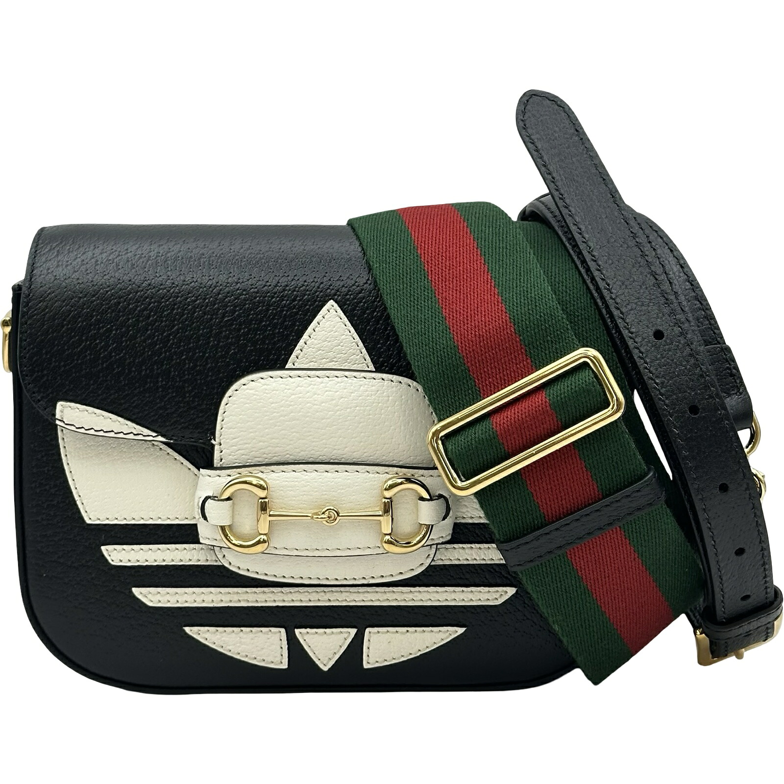 グッチ GUCCI 導管ビット1955 ミニ adidas共同研究 658574 黒いこと なめし革 レディース ショルダーバッグ【中古】