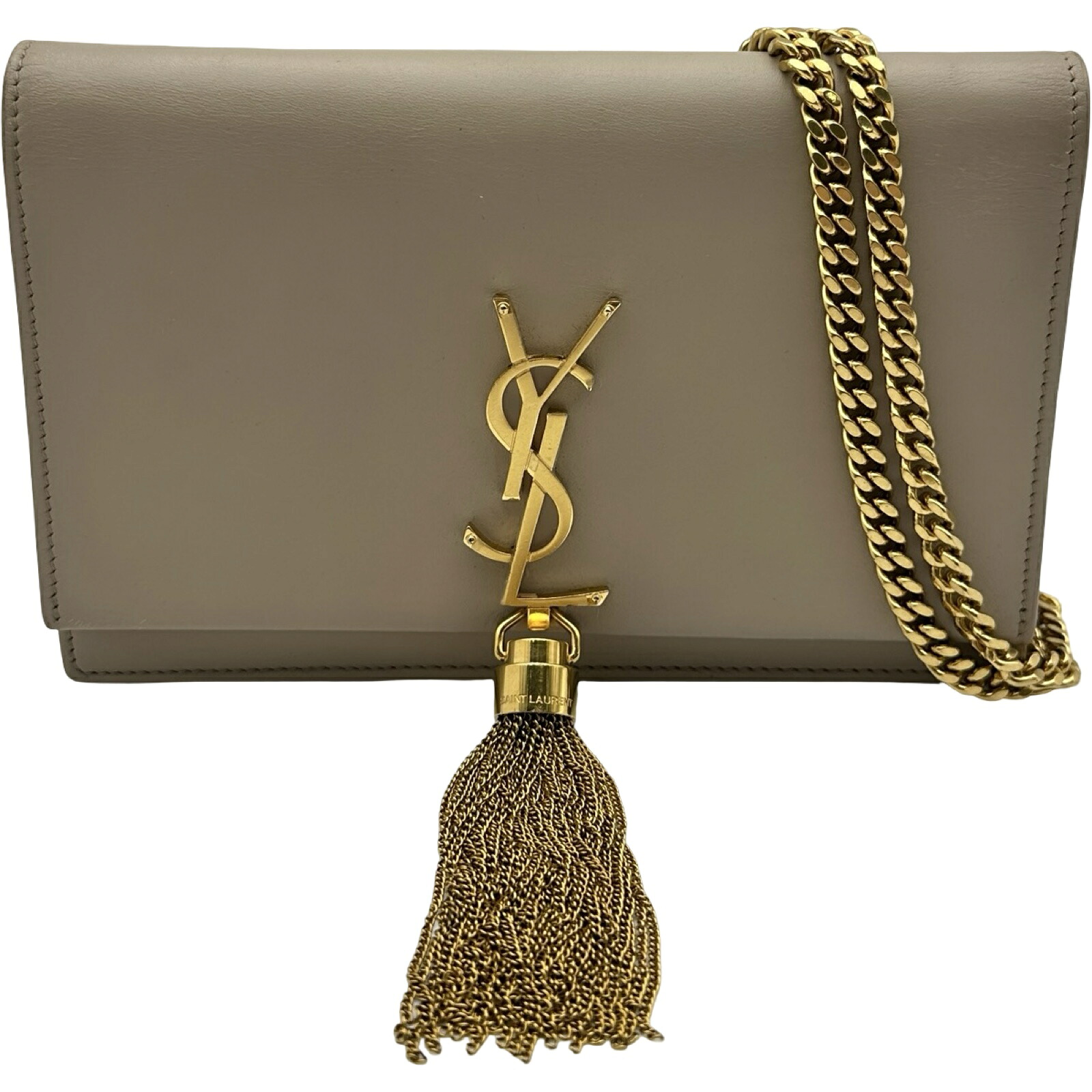 サンローラン SAINT LAURENT ケイトチェーンウォレット 452159 ベージュ グレインレザー レディース ショルダーバッグ【中古】