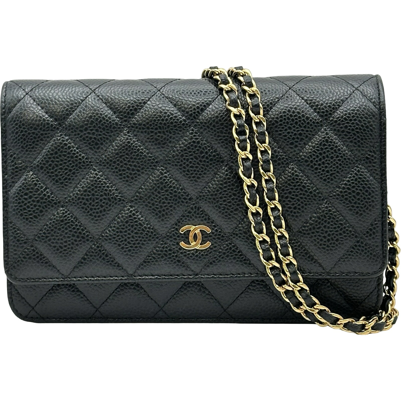 シャネル CHANEL マトラッセ チェーンウォレット AP0250 29 黒いこと ゴールド金具 キャビアひと肌 レディース ショルダーバッグ【中古】