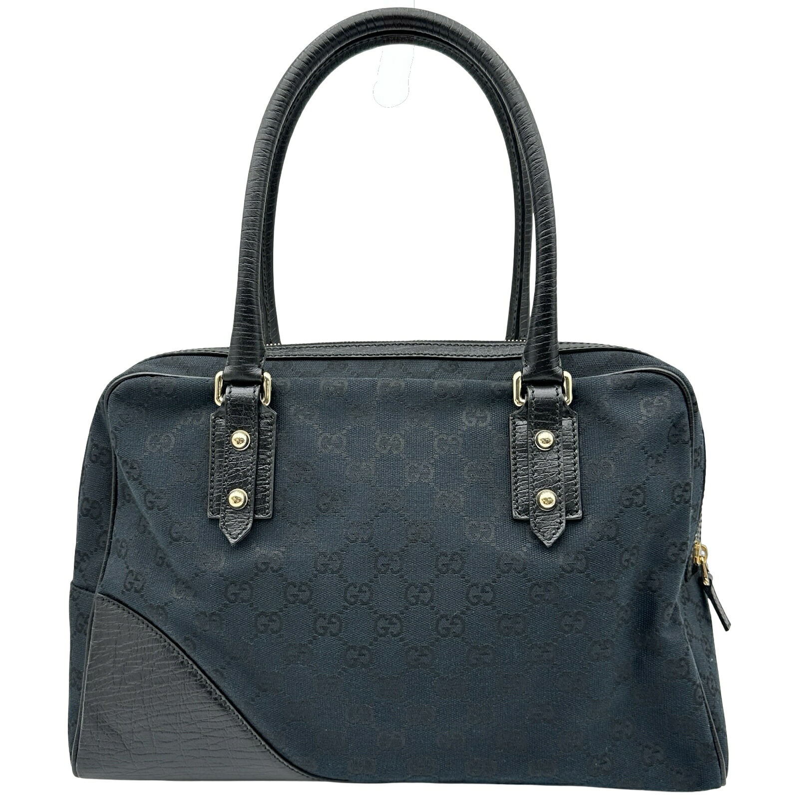 グッチ GUCCI ホースビッドハンド 141503 黒いこと GG帆布 レディース ハンドバック【中古】