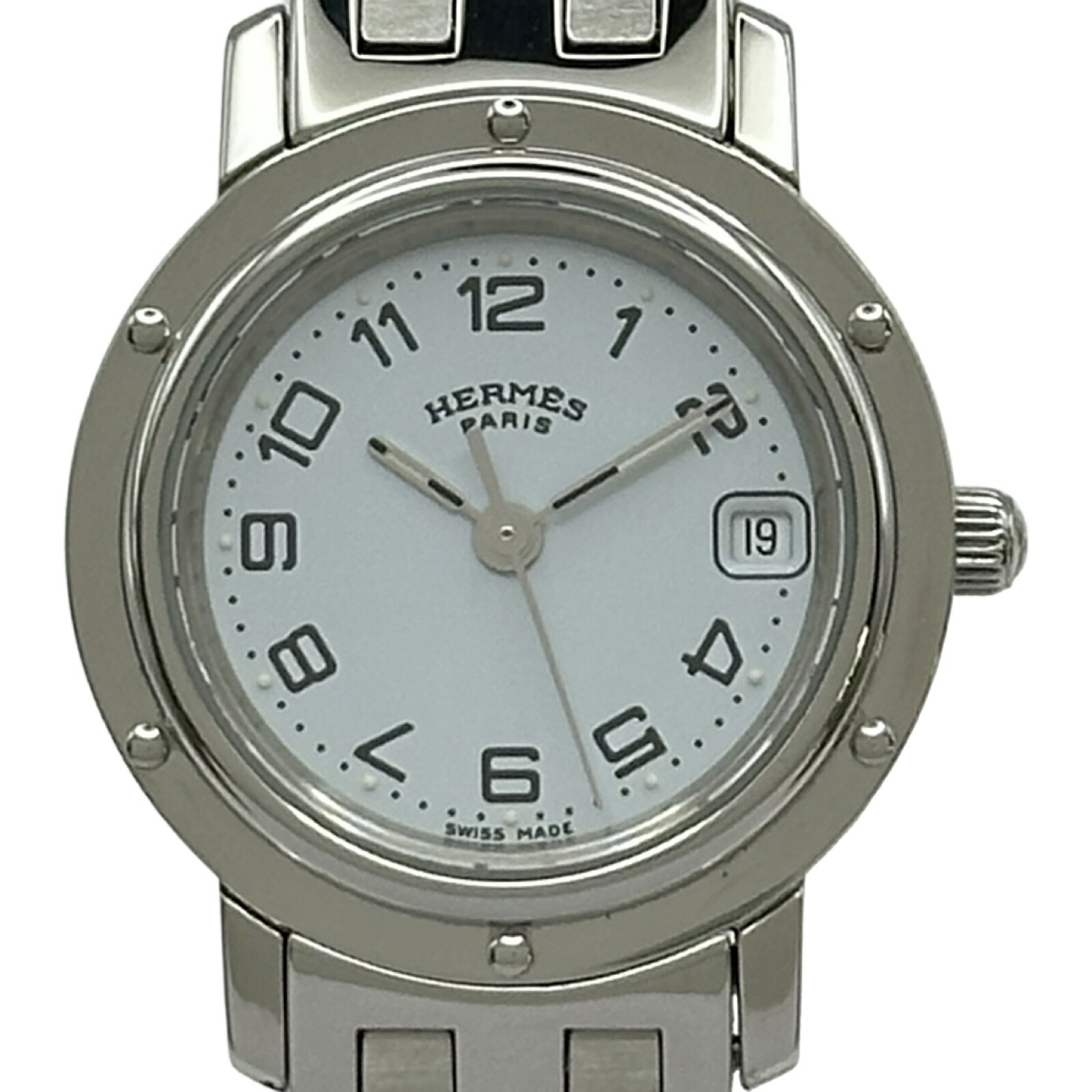 エルメス HERMES クリッパー CL4.210 白いこと ステンレス鋼スチール写真 石英 レディース ウオッチ【中古】