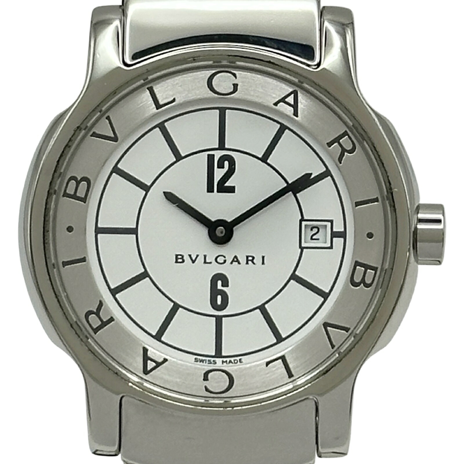 ブル小峡谷 BVLGARI ソロペース ST29S 白いこと ステンレス鋼スチール写真 石英 レディース ウオッチ【中古】