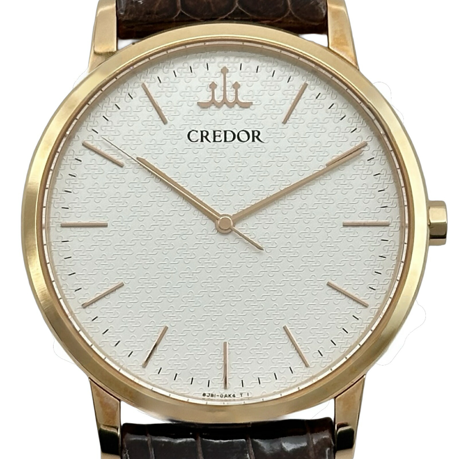 クレドール CREDOR シグノ GBAR016 しろがね色 さくら色ゴールド 石英 メンズ ウオッチ【中古】
