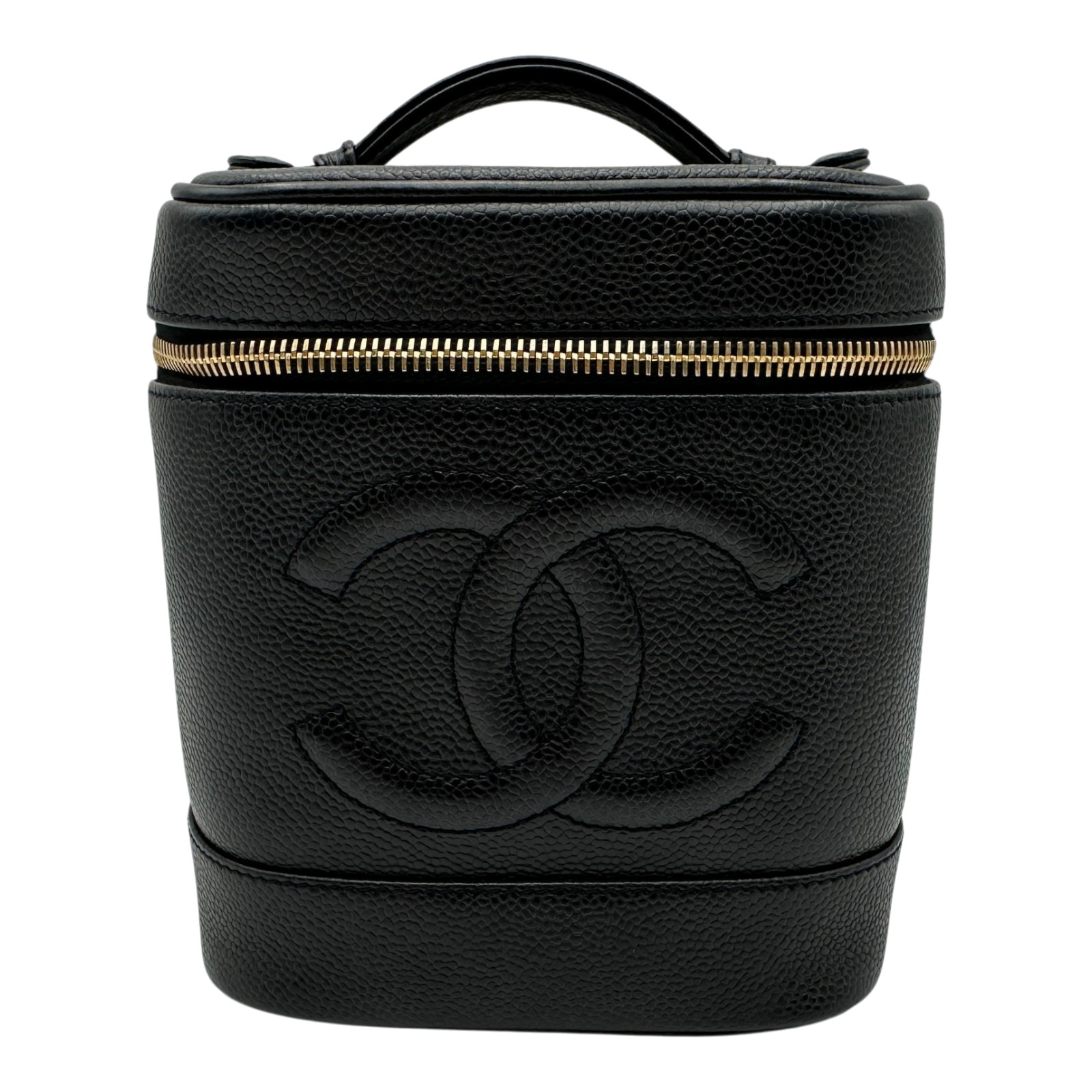 シャネル CHANEL ココマーク バニティケース A01998 6番台 黒いこと ゴールド金具 キャビアひと肌 レディース ハンドバック【中古】