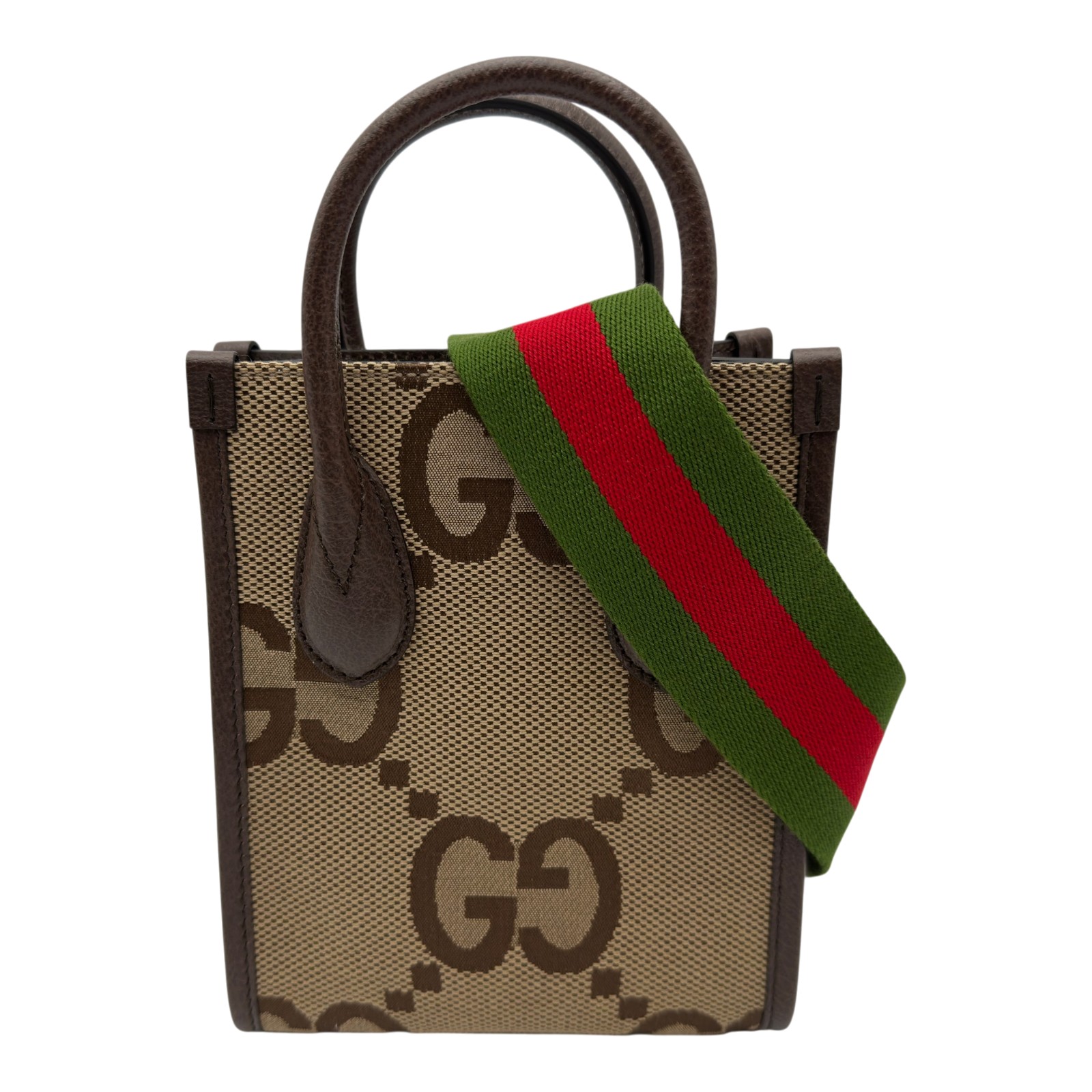 グッチ GUCCI ジャンボGG ミニトート 699406 ブラウン ジャンボGGキャンバス/レザー レディース トートバッグ【中古】|OKURA(おお蔵)店