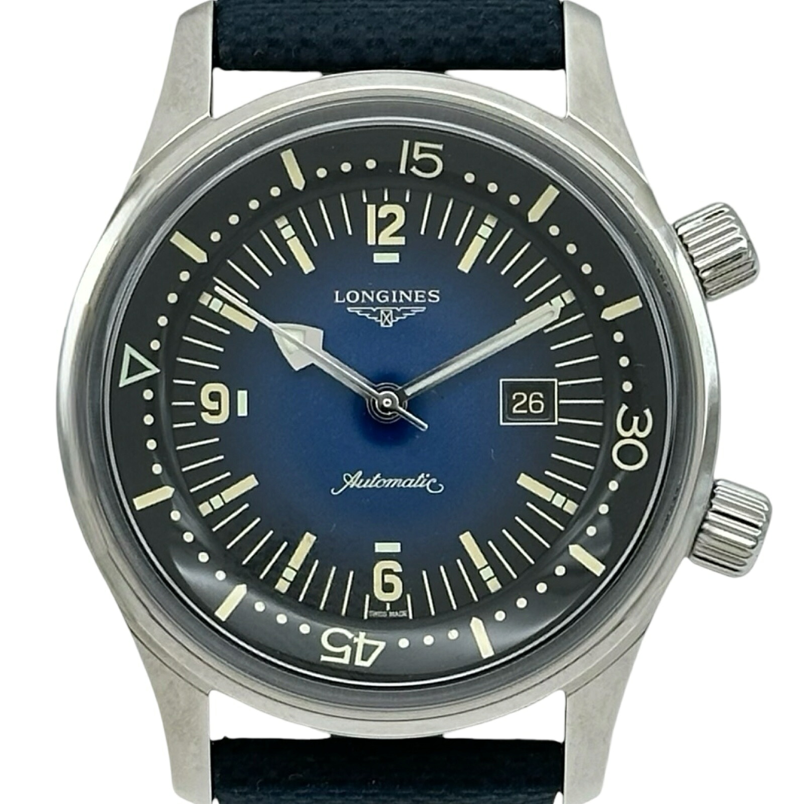 ロンジン LONGINES レジェンドダイバー L3.374.4.90.2 青み ステンレス鋼スチール写真 自動小銃一巻き メンズ ウオッチ【中古】