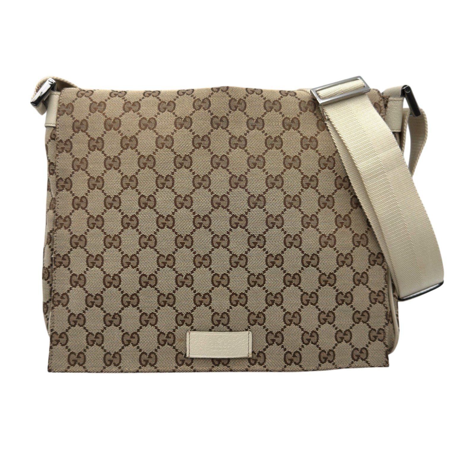 グッチ GUCCI 伝達人御徒面子 146236 象牙色 GG帆布/なめし革 メンズ ショルダーバッグ【中古】