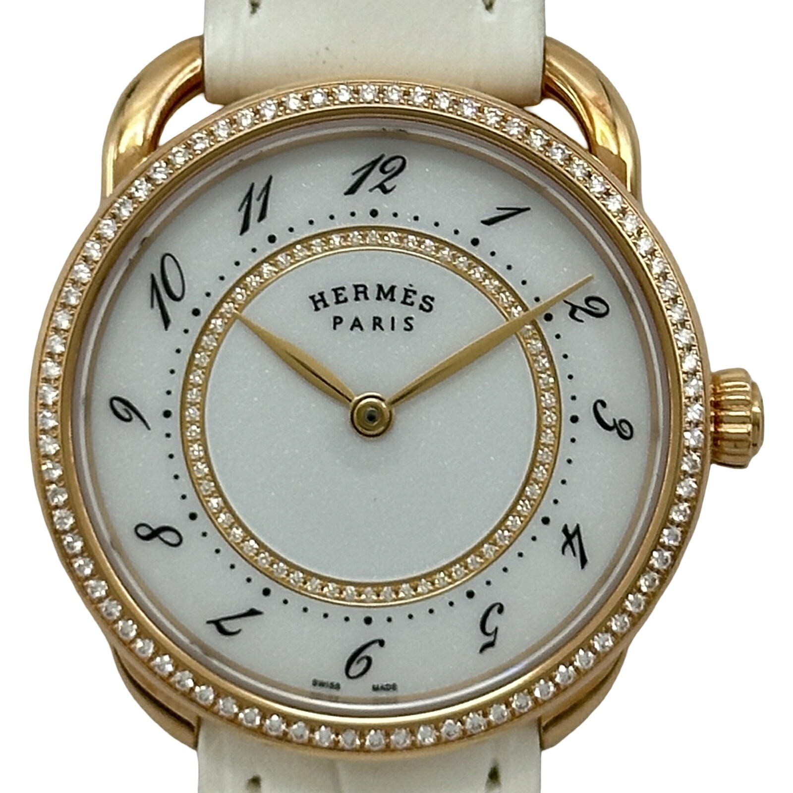エルメス HERMES アルソー AR13.471 ホワイト ピンクゴールド クオーツ レディース 腕時計【中古】|OKURA(おお蔵)店