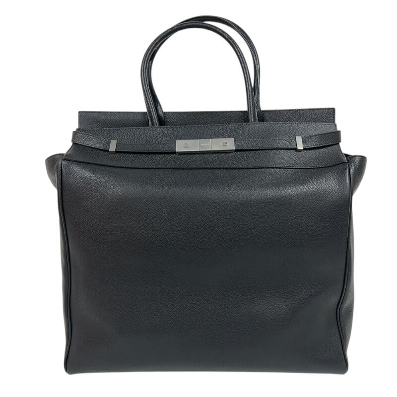 サンローラン SAINT LAURENT マンハッタンN/Sトートバック 757302 黒いこと/白いこと しろがね色金具 カーフレザー メンズ トートバッグ【中古】