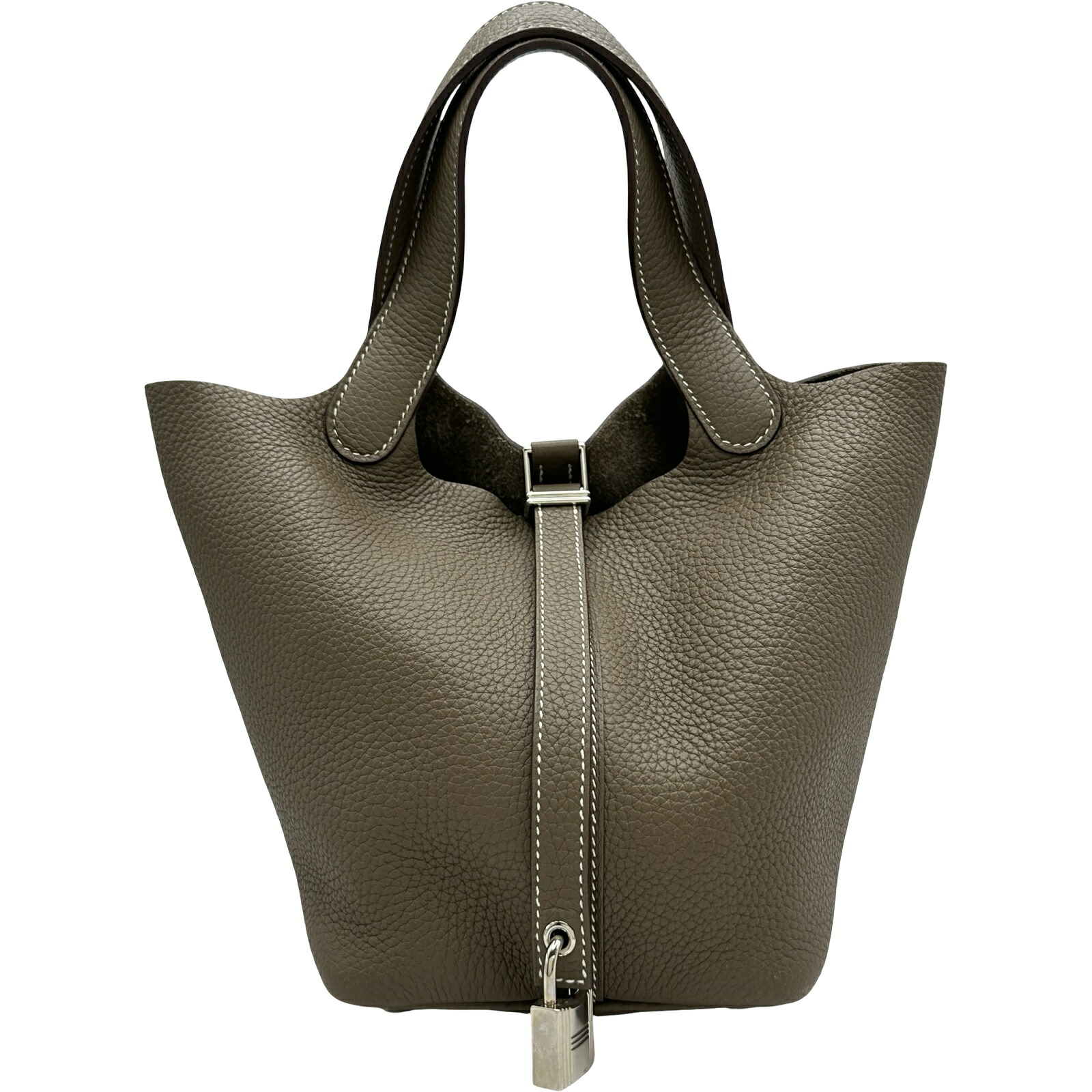 エルメス HERMES ピコタン鍵を掛ける PM Z目じるし エトゥープ/しろがね色金具 トリヨン レディース ハンドバック【中古】