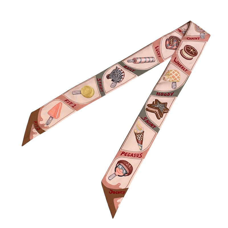 エルメス HERMES ツイロバート・エドワード・リー Funny Ice Cream 黄色 地絹 レディース えり巻き【中古】