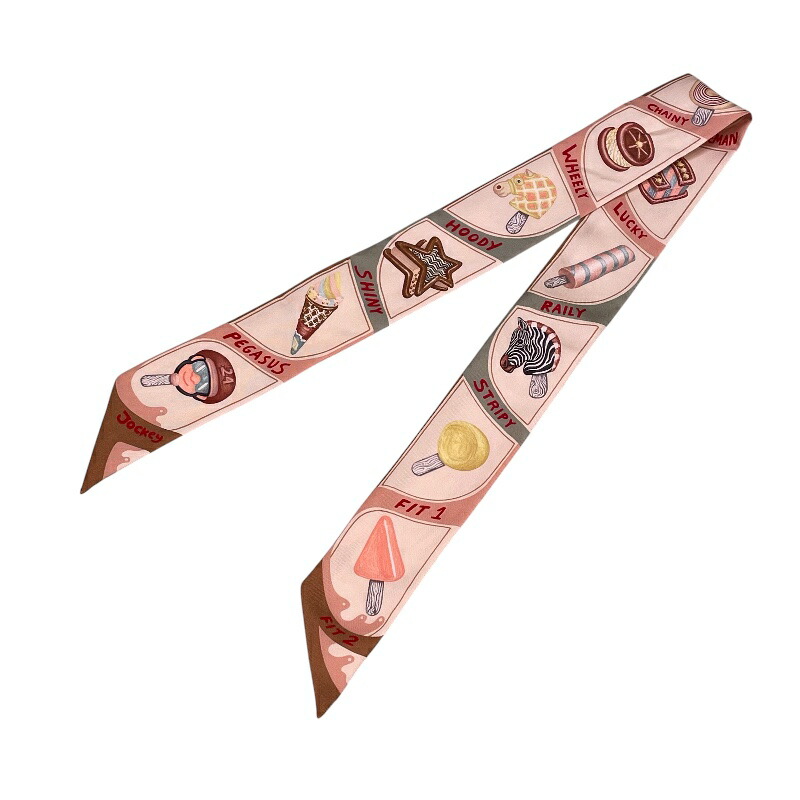 エルメス HERMES ツイロバート・エドワード・リー Funny Ice Cream 黄色 地絹 レディース えり巻き【中古】