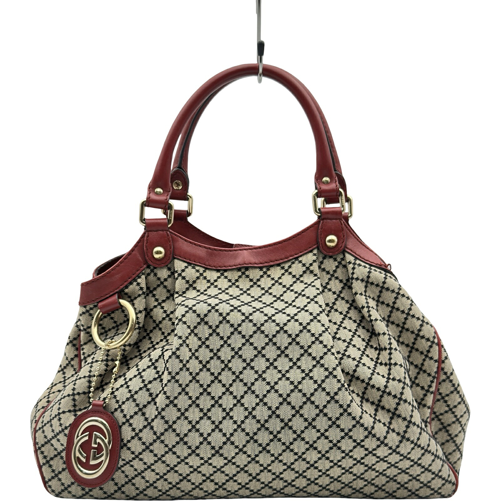 グッチ GUCCI スーキー ディアマンテ トートバッグ 211944 レッド キャンバス レディース【中古】｜OKURA（おお蔵）店