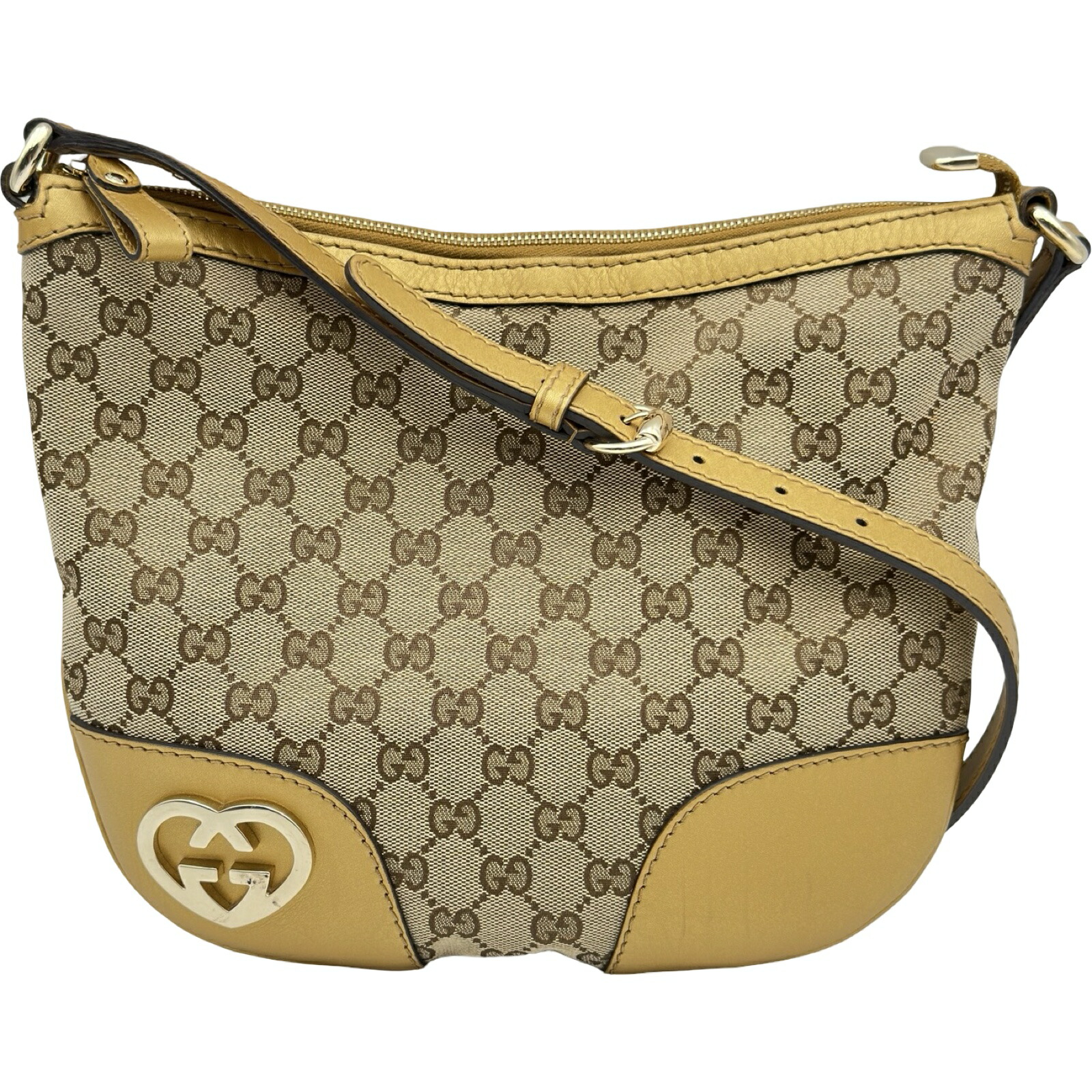 グッチ GUCCI GGキャンバス ラブリーハートショルダーバッグ 257072 ブロンズ レディース【中古】|OKURA(おお蔵)店
