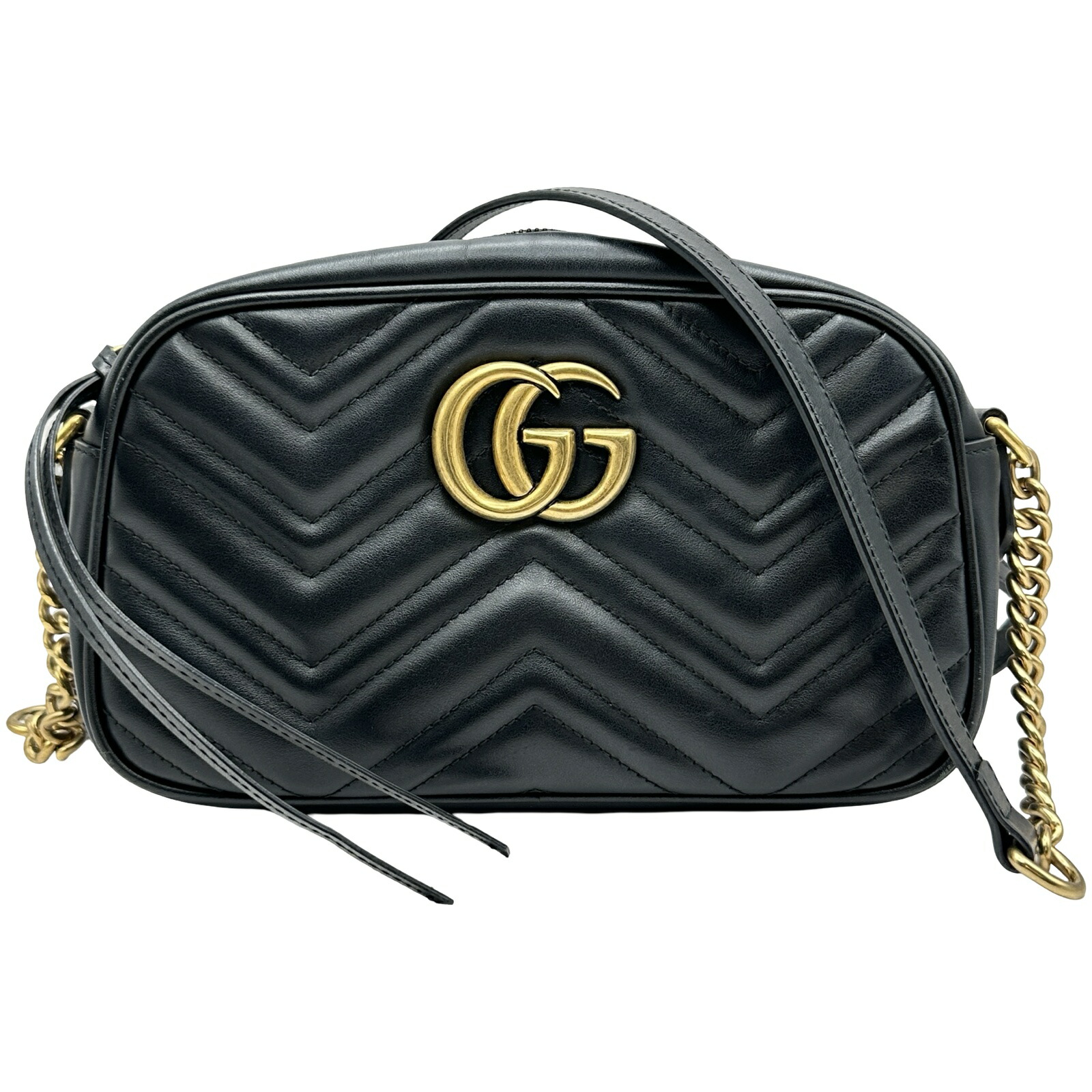 グッチ GUCCI GGマーモントショルダーバッグ 447632 黒いこと なめし革 レディース ショルダーバッグ【中古】