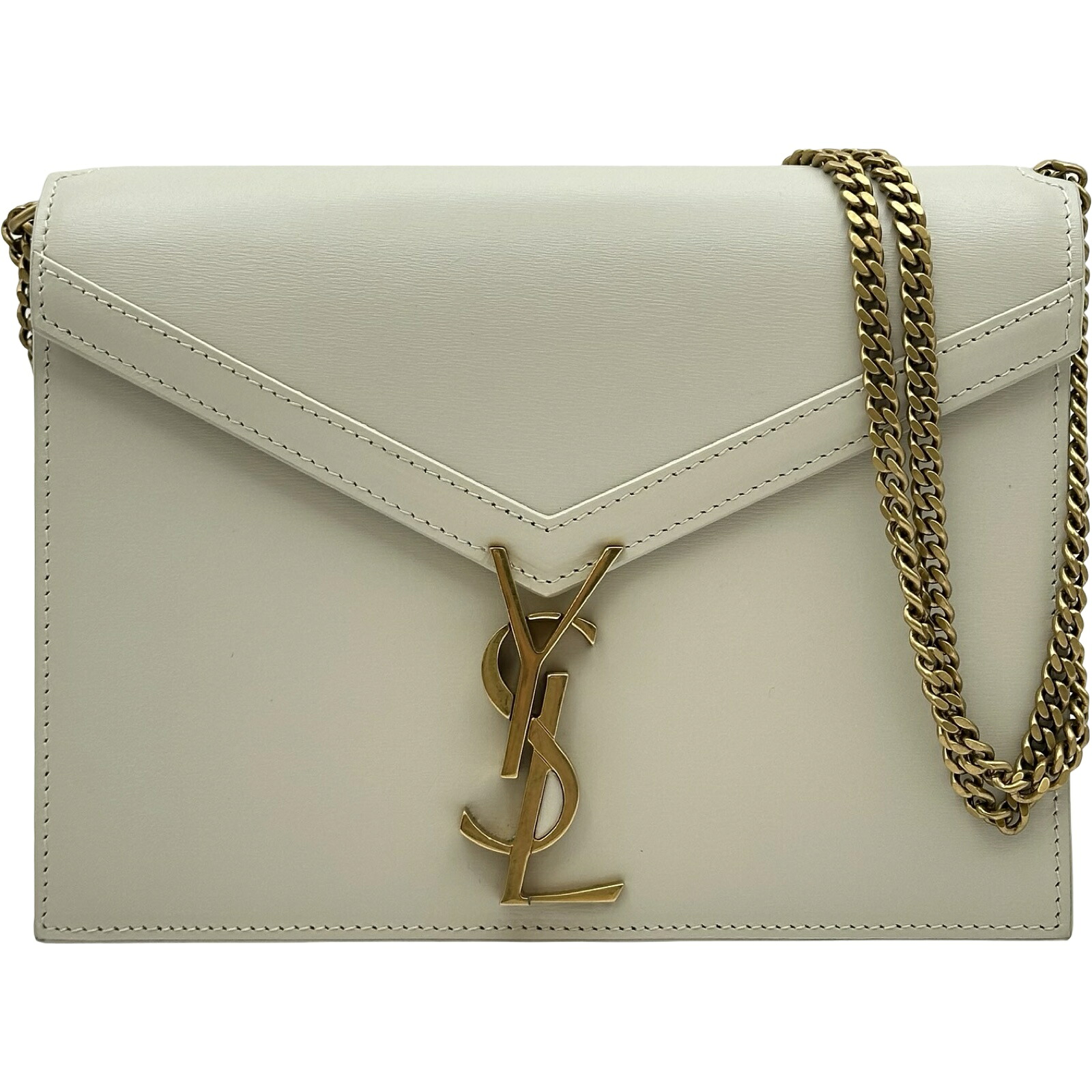 サンローラン SAINT LAURENT カサンドラ 並み並み 532750 象牙色 カーフスキン レディース ショルダーバッグ【中古】