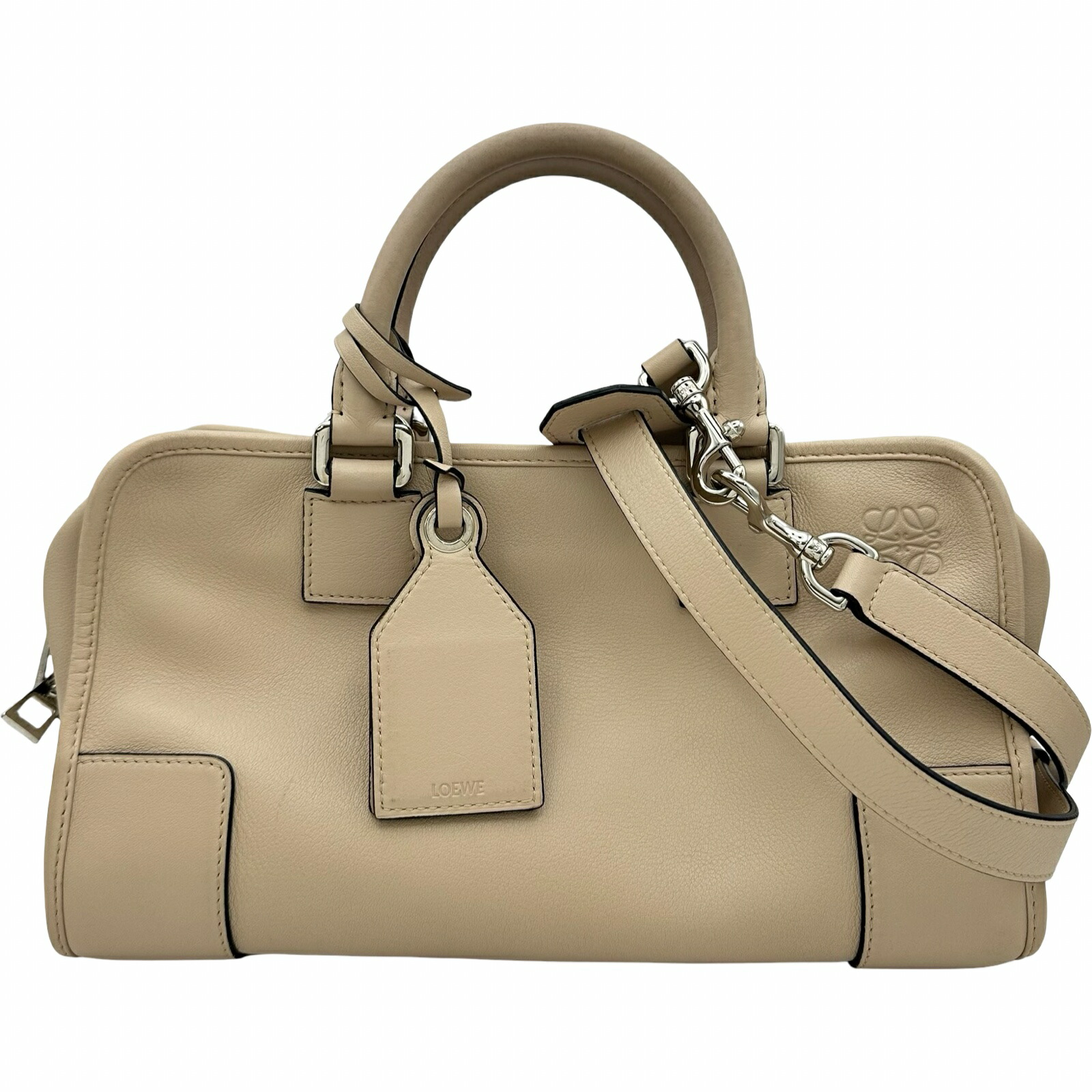 ロエベ LOEWE アマソナ28 471606 ベージュ カーフスキン レディース ショルダーバッグ【中古】