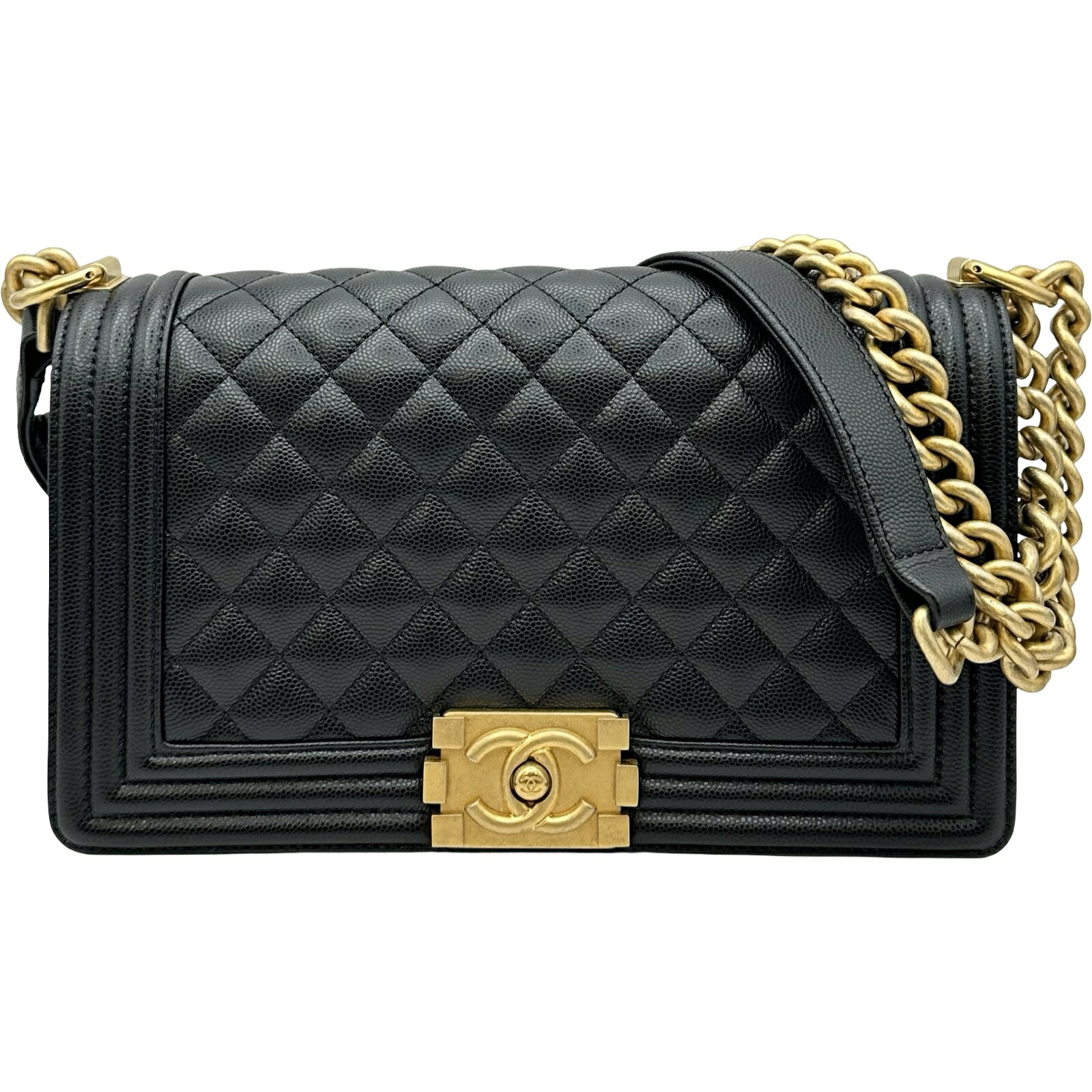 シャネル CHANEL 男の子シャネル25 A67086 黒いこと ゴールド金具 キャビア素はだ レディース ショルダーバッグ【中古】