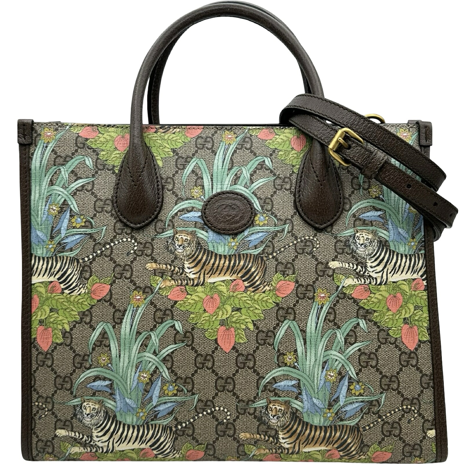 グッチ GUCCI GG虎2WAYトート 659983 赤銅色 GGスプリーム レディース ショルダーバッグ【中古】