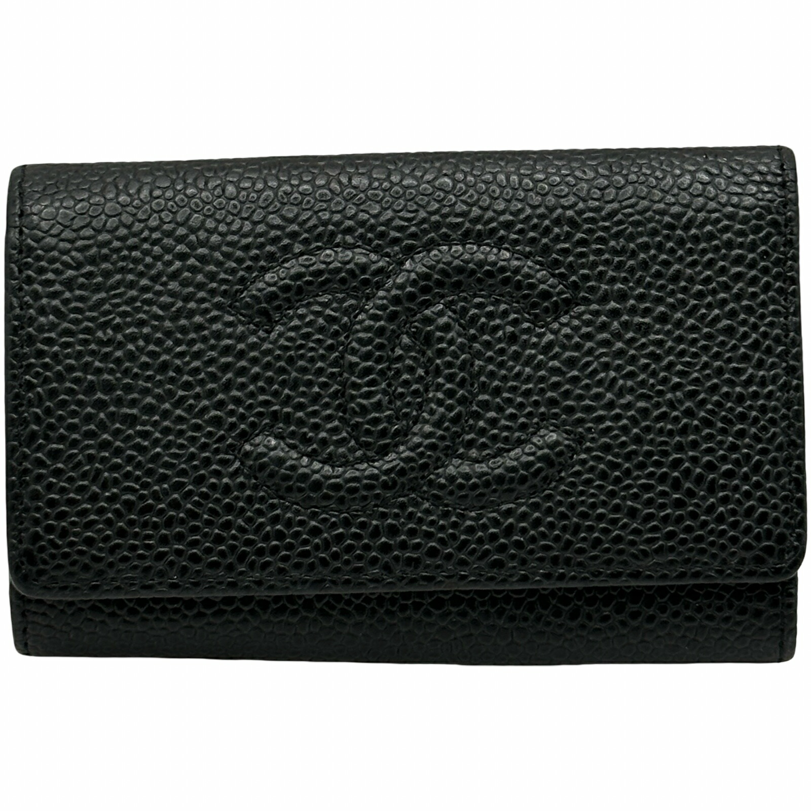 シャネル CHANEL ココマークキーケース 10番台 黒いこと/ゴールド金具 キャビア人はだ レディース 足がかり容れもの【中古】