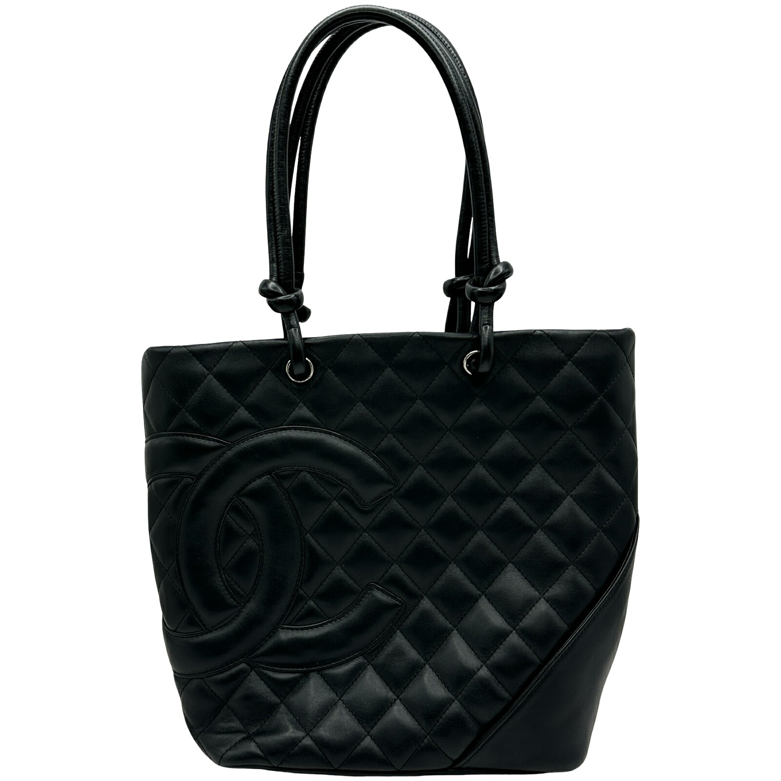 シャネル CHANEL カンボンラインミディアムトート A25167 8番台 黒いこと 子ヒツジ人はだ レディース トートバッグ【中古】
