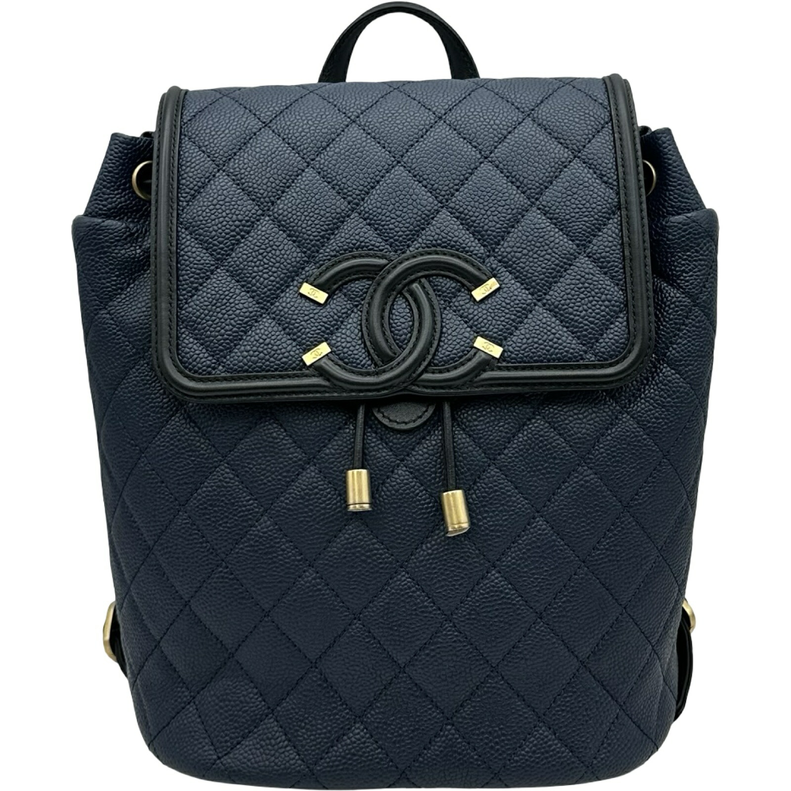 シャネル CHANEL CCフィリグリーバックパック A57090 26番台 ネイビー ゴールド金具 キャビアスキン レディース リュック・デイパック【中古】｜OKURA（おお蔵）店