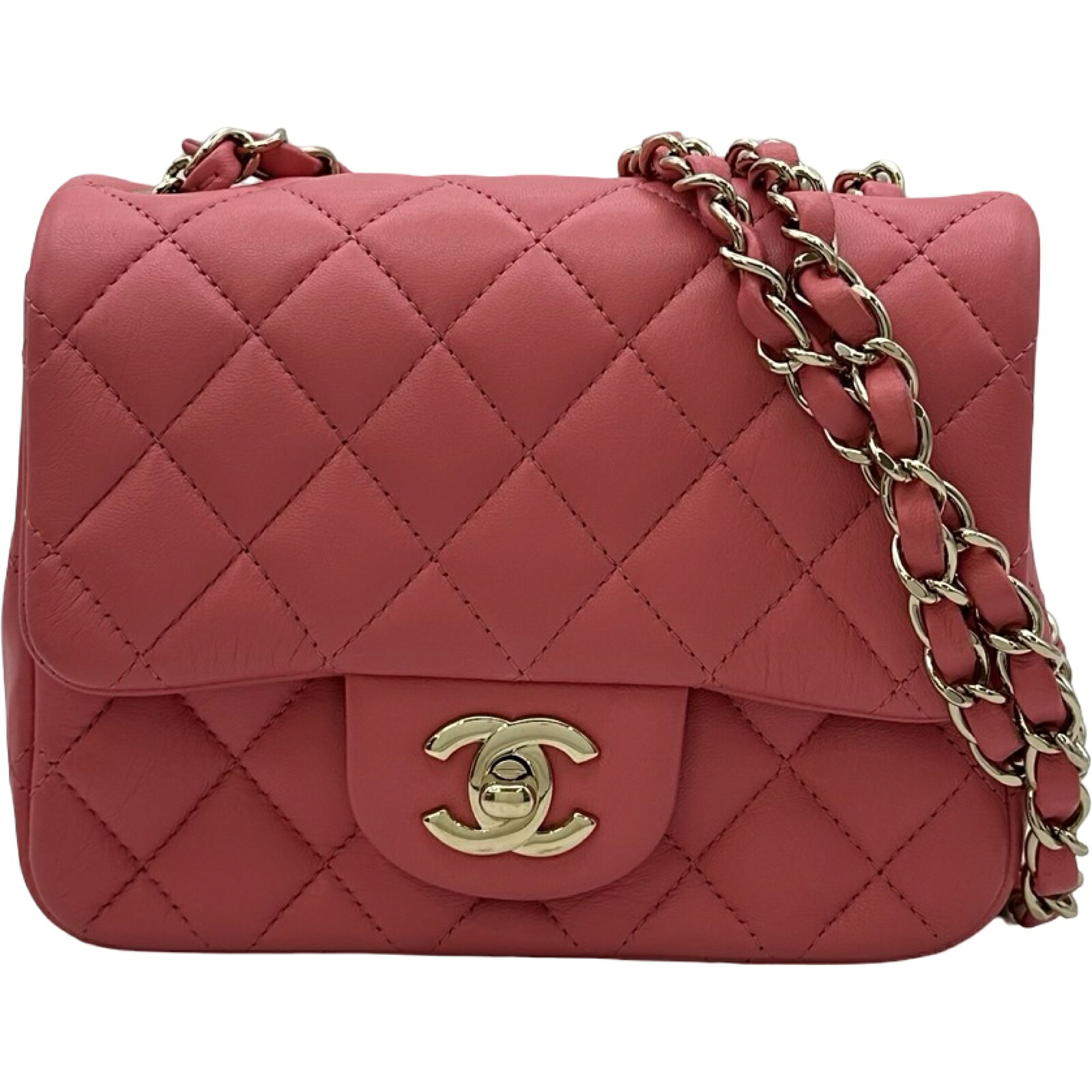 シャネル CHANEL ミニマトラッセ18 A35200 30番台 サクラ色 ゴールド金具 子ヒツジ人はだ レディース ショルダーバッグ【中古】
