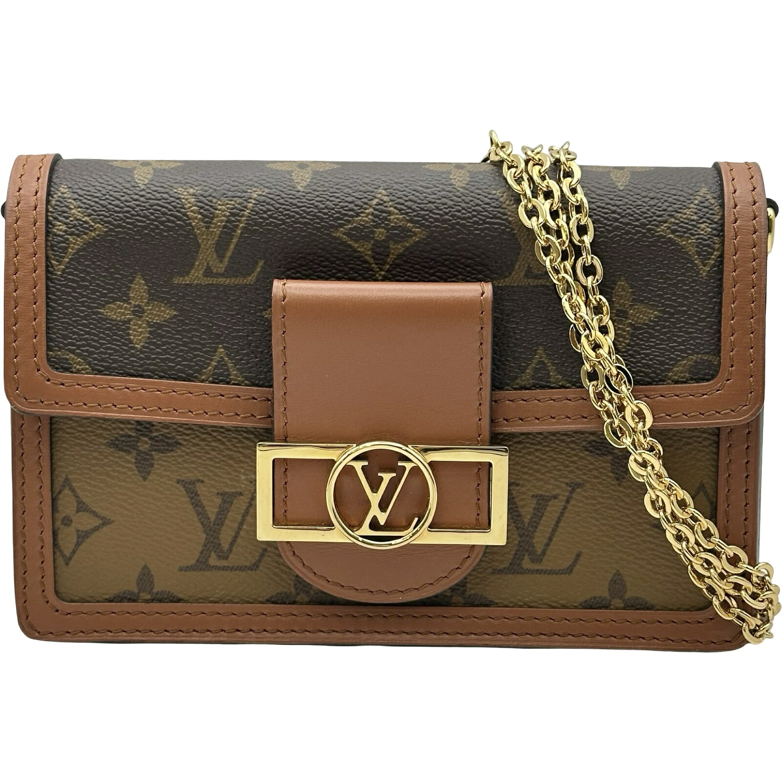 ルイ・ヴィトン LOUIS VUITTON ポルトフォイユ・ドーフィーヌ M68746 赤銅色 モノグラム・リバース レディース ショルダーバッグ【中古】