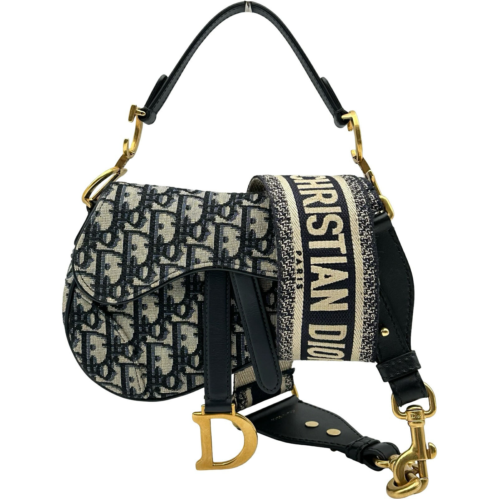 クリスチャン・ディオール Christian Dior ミニサドルバッグ 米国海軍 ゴールド金具 校庭 レディース ショルダーバッグ【中古】
