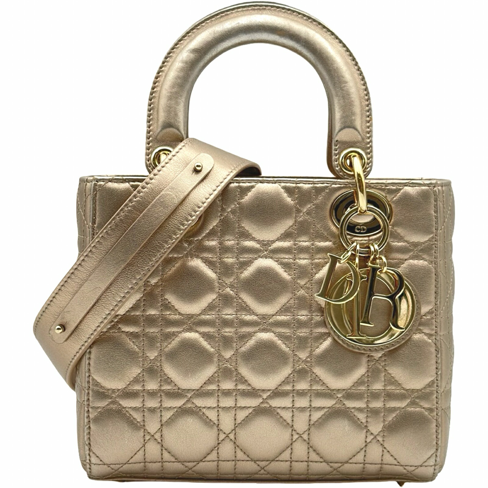 クリスチャン・ディオール Christian Dior レディディオール スモール M0538ONGE ブロンズ ゴールド金具 カナージュラム レディース ハンドバック【中古】