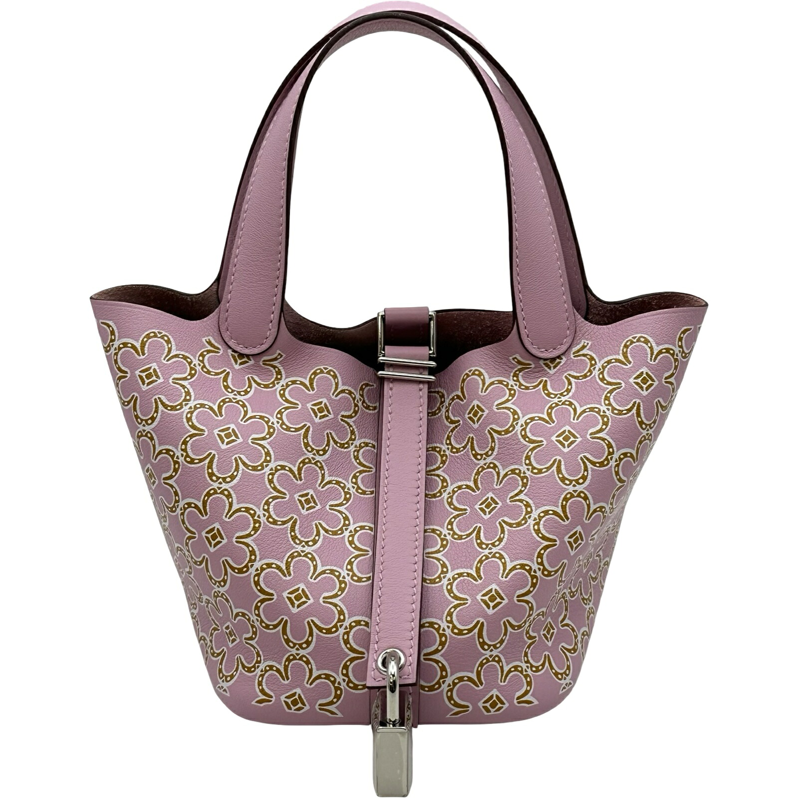 エルメス HERMES ピコタン鍵を掛ける ミクロ U目じるし ラッキーデイジー/モーヴシルベストル しろがね色金具 スイフト レディース ハンドバック【中古】