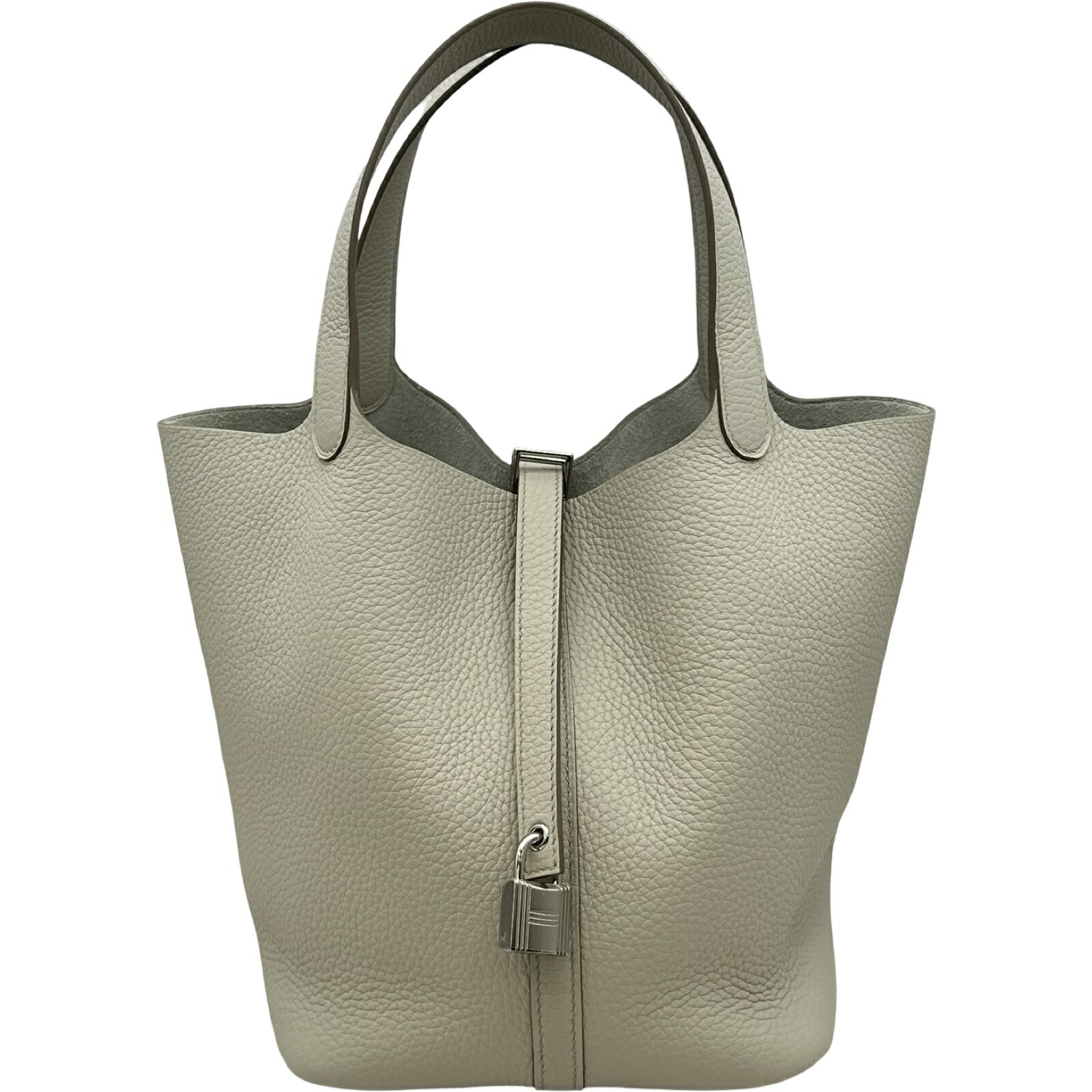 エルメス HERMES ピコタン鍵を掛けるMM W目じるし クレ しろがね色金具 トゴ レディース ハンドバック【中古】
