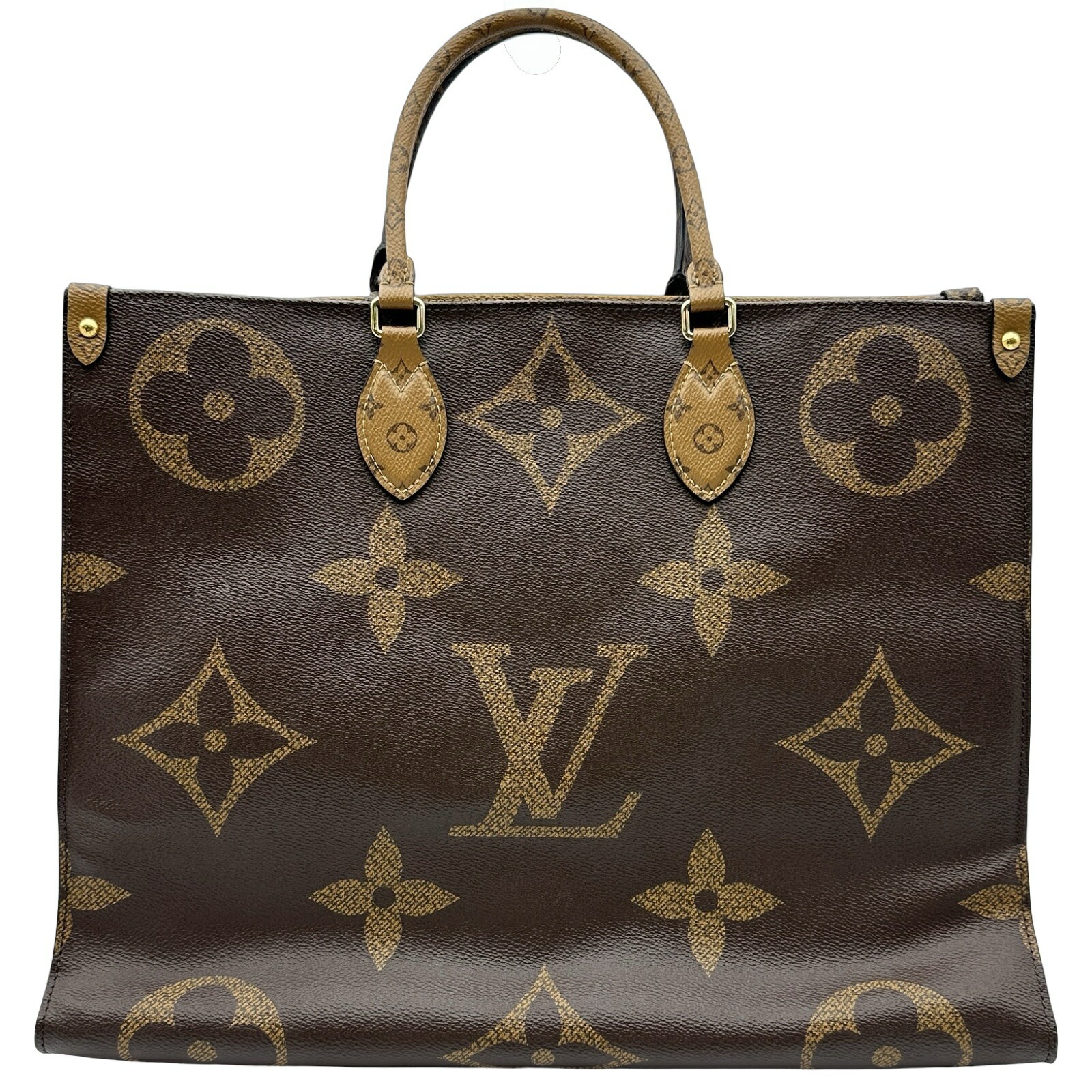 ルイ・ヴィトン LOUIS VUITTON オンザゴーGM M44576 赤銅色 ジャイアント・リバース レディース トートバッグ【中古】