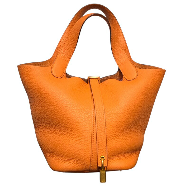 エルメス HERMES ピコタン鍵を掛けるPM U刻 オレンジ色 トリヨン レディース ハンドバック【中古】