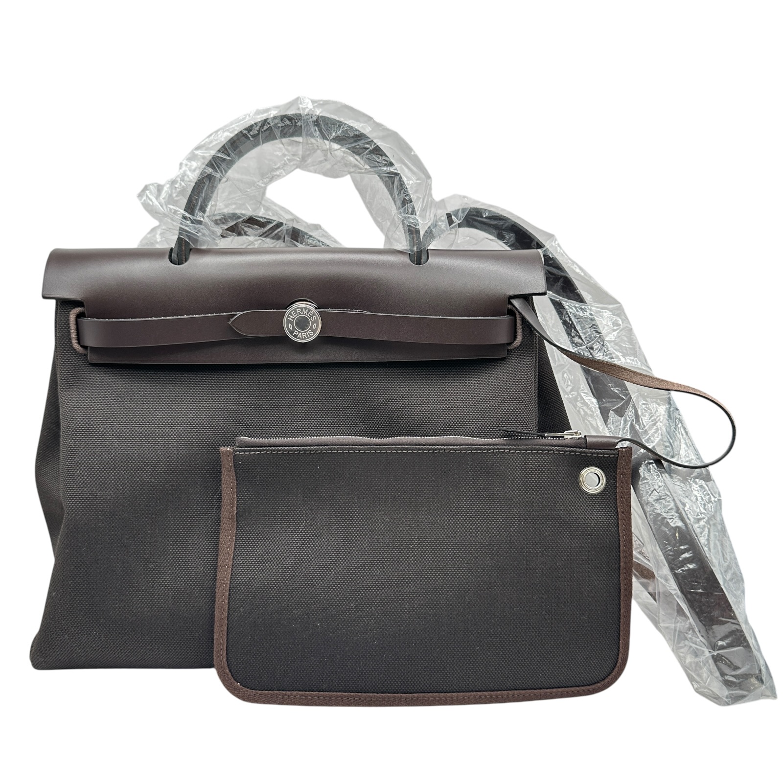 エルメス HERMES エールバッグジップPM K目じるし 赤銅色/しろがね色金具 トワル レディース ショルダーバッグ【中古】