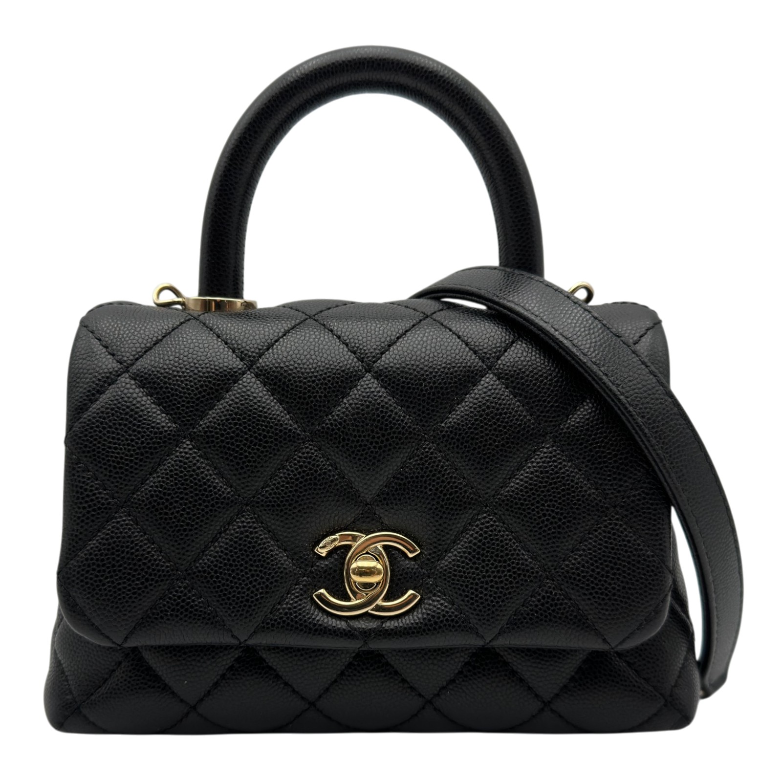 シャネル CHANEL ココハンドルXXS AS2215 31番台 ブラック ゴールド金具 キャビアスキン レディース ハンドバッグ【中古】｜OKURA（おお蔵）店 444,400円