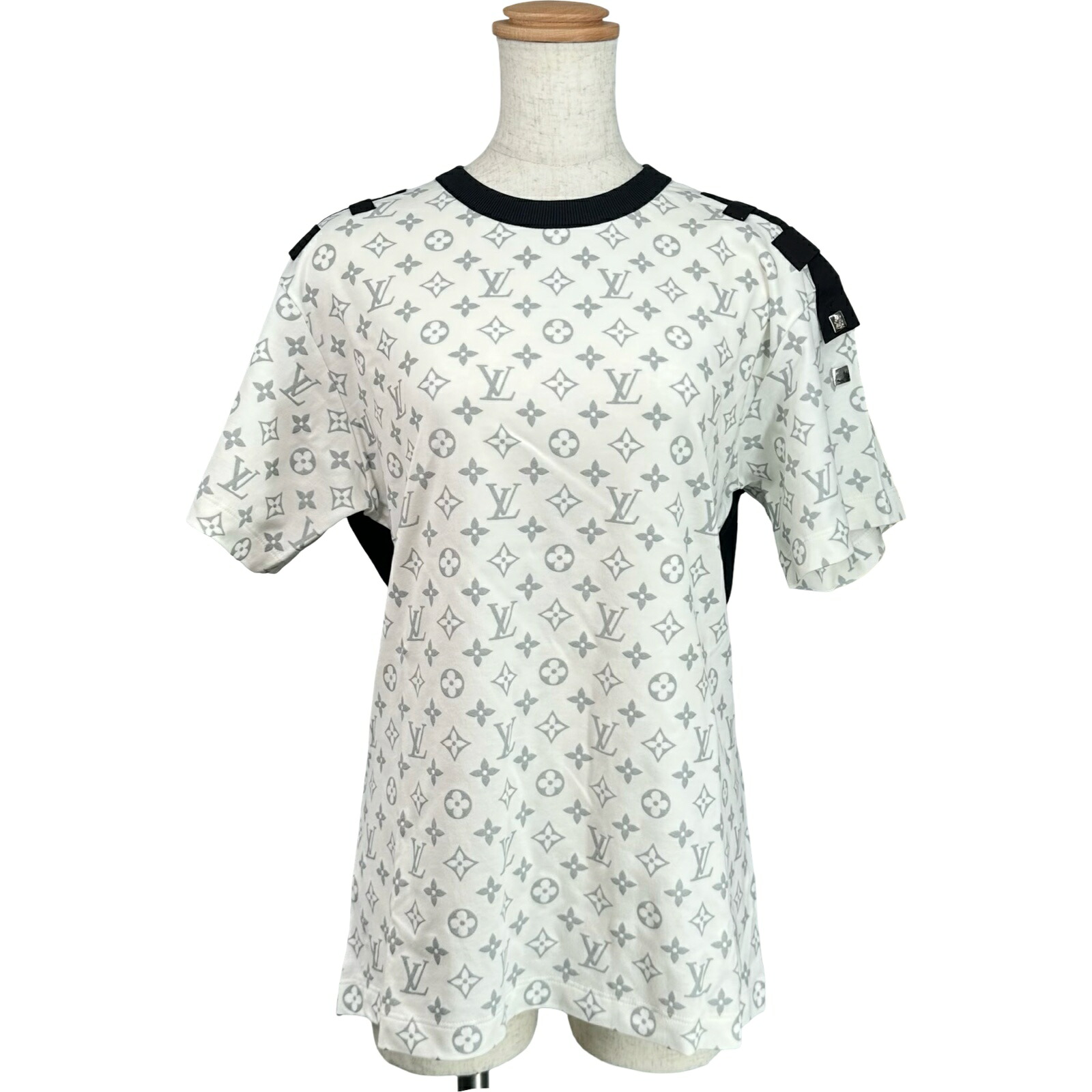 ルイ・ヴィトン LOUIS VUITTON モノグラム総柄プリントTシャツ FKTS23 ホワイト コットン レディース 半袖Tシャツ【中古】|OKURA(おお蔵)店